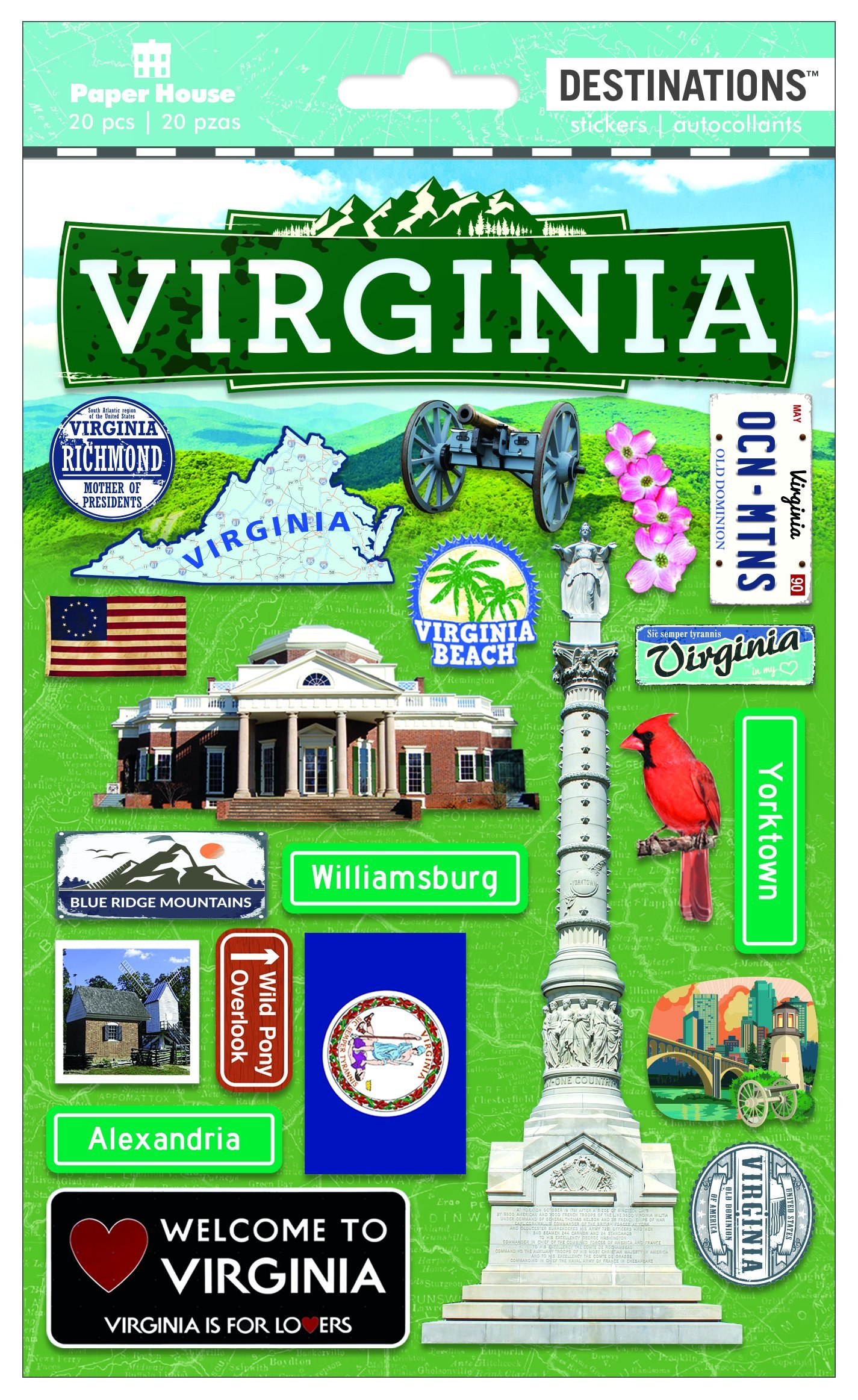 Stickers Voyage Virginia 2D Paper House - Racontez vos plus beaux souvenirs d'évasion