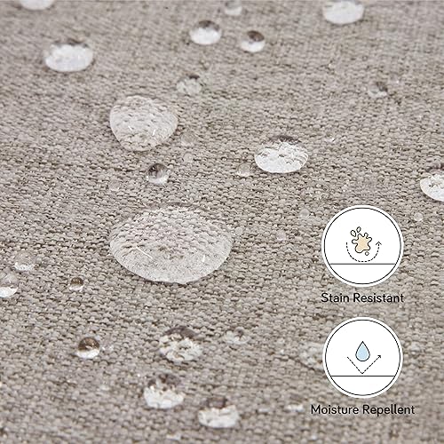 Miniatura 18 de Babyletto Naka - Otomana de almacenamiento en tejido ecológico color crema de alto rendimiento, con base de madera clara, repelente al agua y Crema