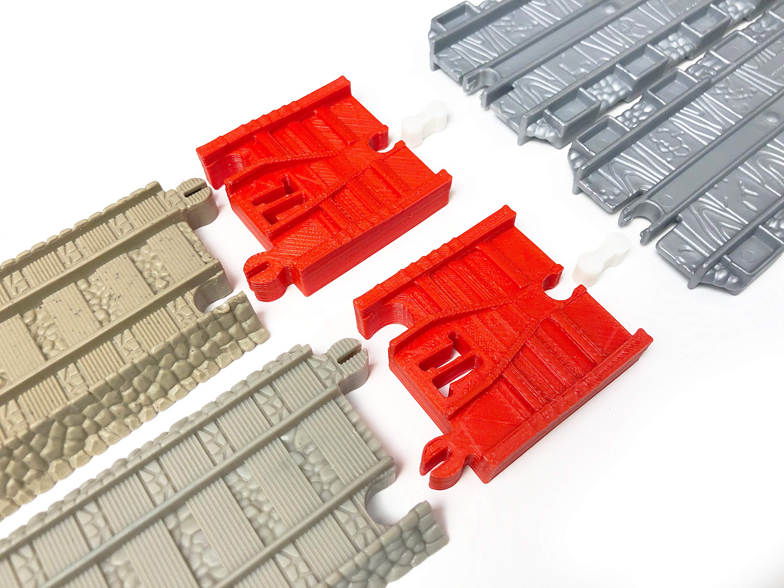 TrainLab Adapters Compatible with Take-n-Play to 2009 Brown Trackmaster Train Tracks (Red)