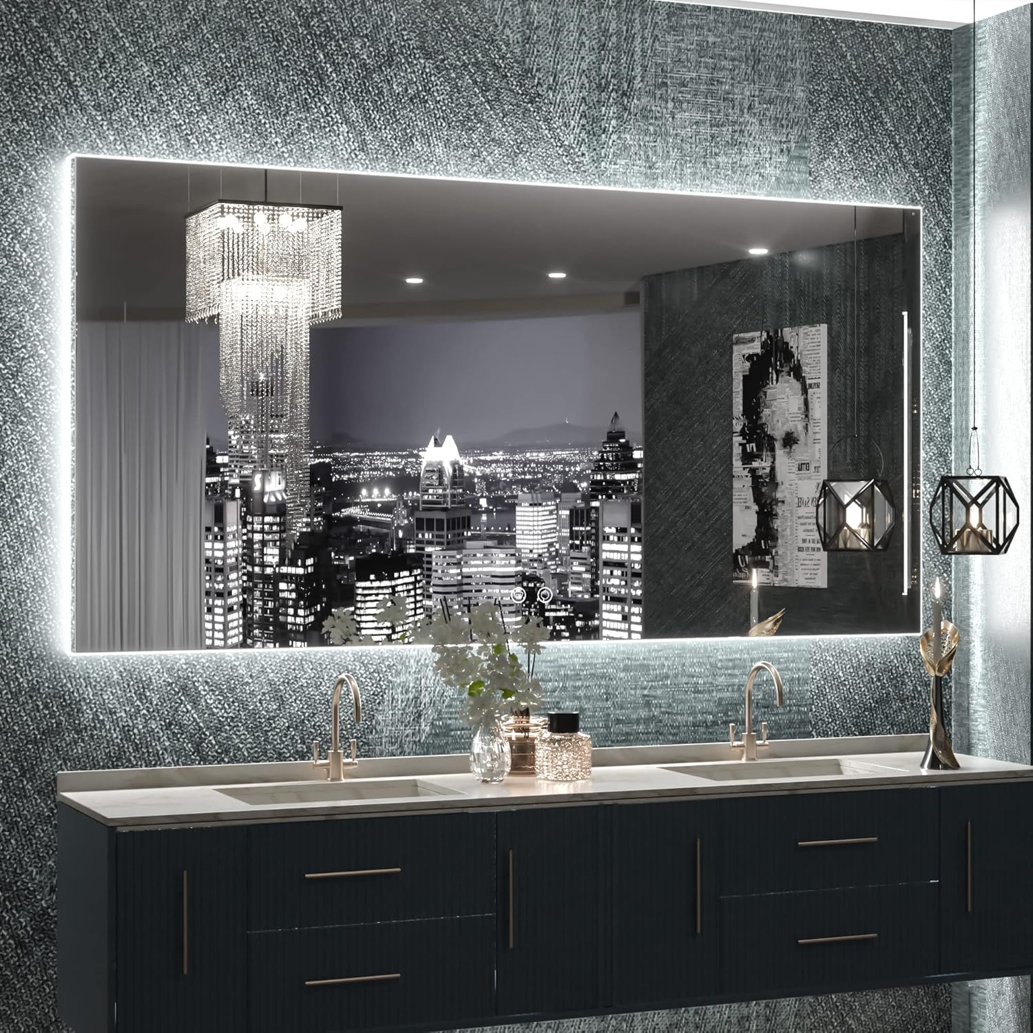 Amazon.com: TETOTE 48 x 24 LED Backlit Bathroom Mirror with Light ...