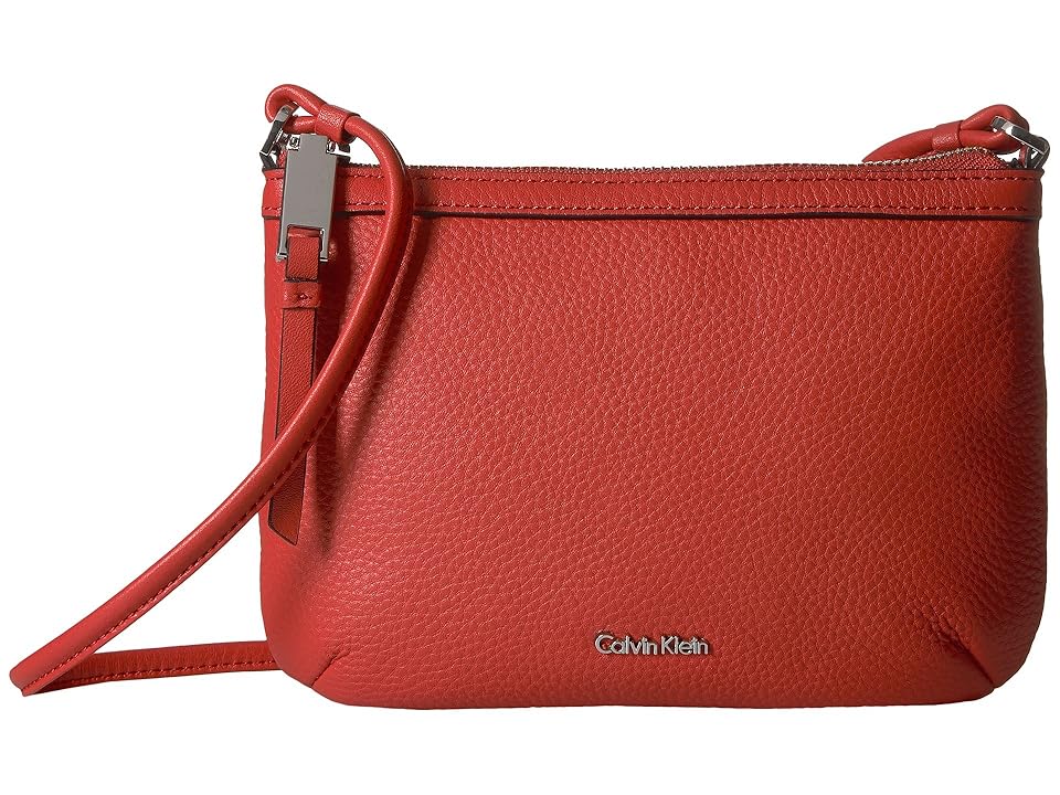 

Calvin Klein Carrie Pebble Key Item Crossbody (Persimmon) Cross Body Handbags, Orange