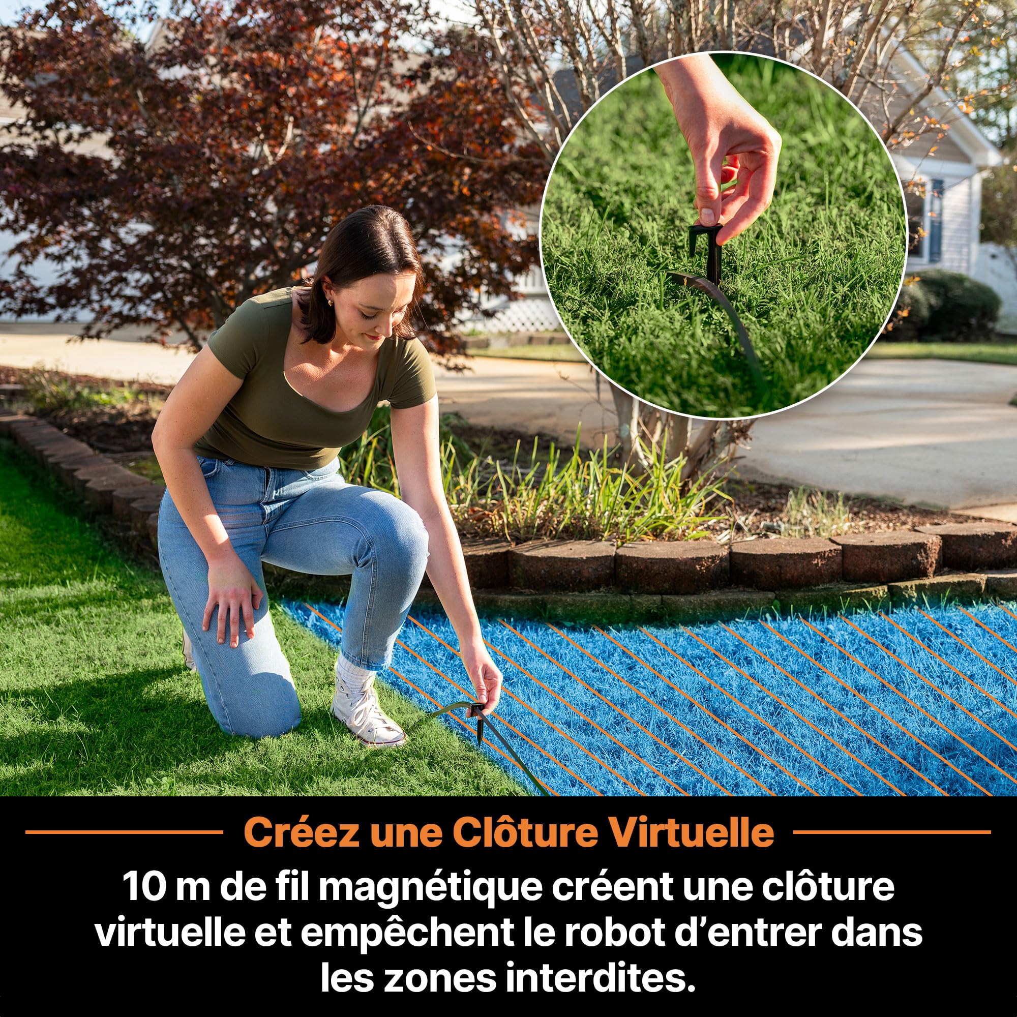 Lawnmaster OcuMow®18 Robot Tondeuse sans Fil 500 m² Navigation Visuelle Évitement Obstacles Station Charge Automatique Zones Interdites