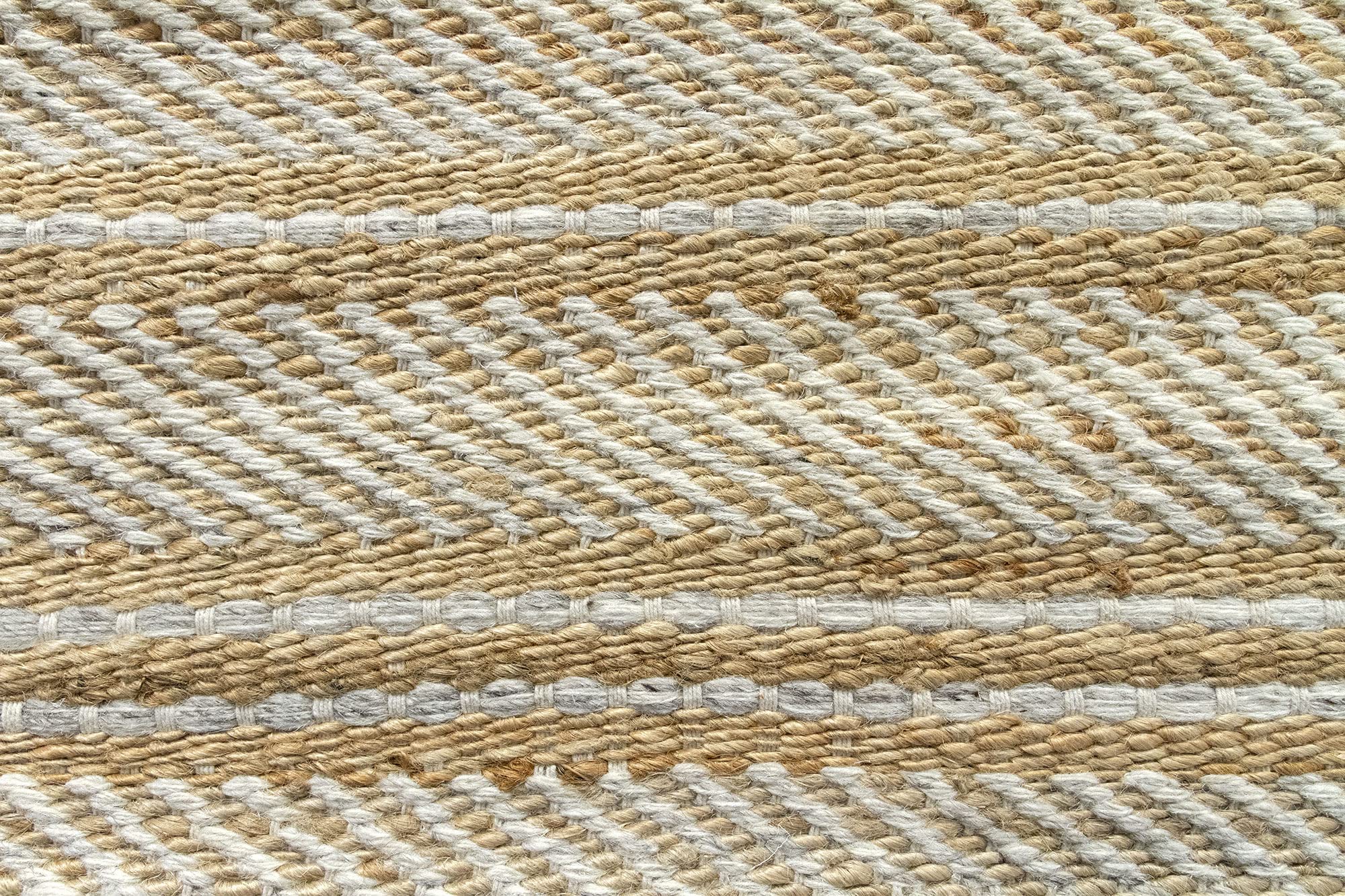 HAMID - Tapis en Jute Ronde de Laine Olivia, Tapis en Laine et Jute Ronde, Tissé à la Main pour Salon, Chambre, Salon, Couleur Blanc Naturel, (150x150cm)