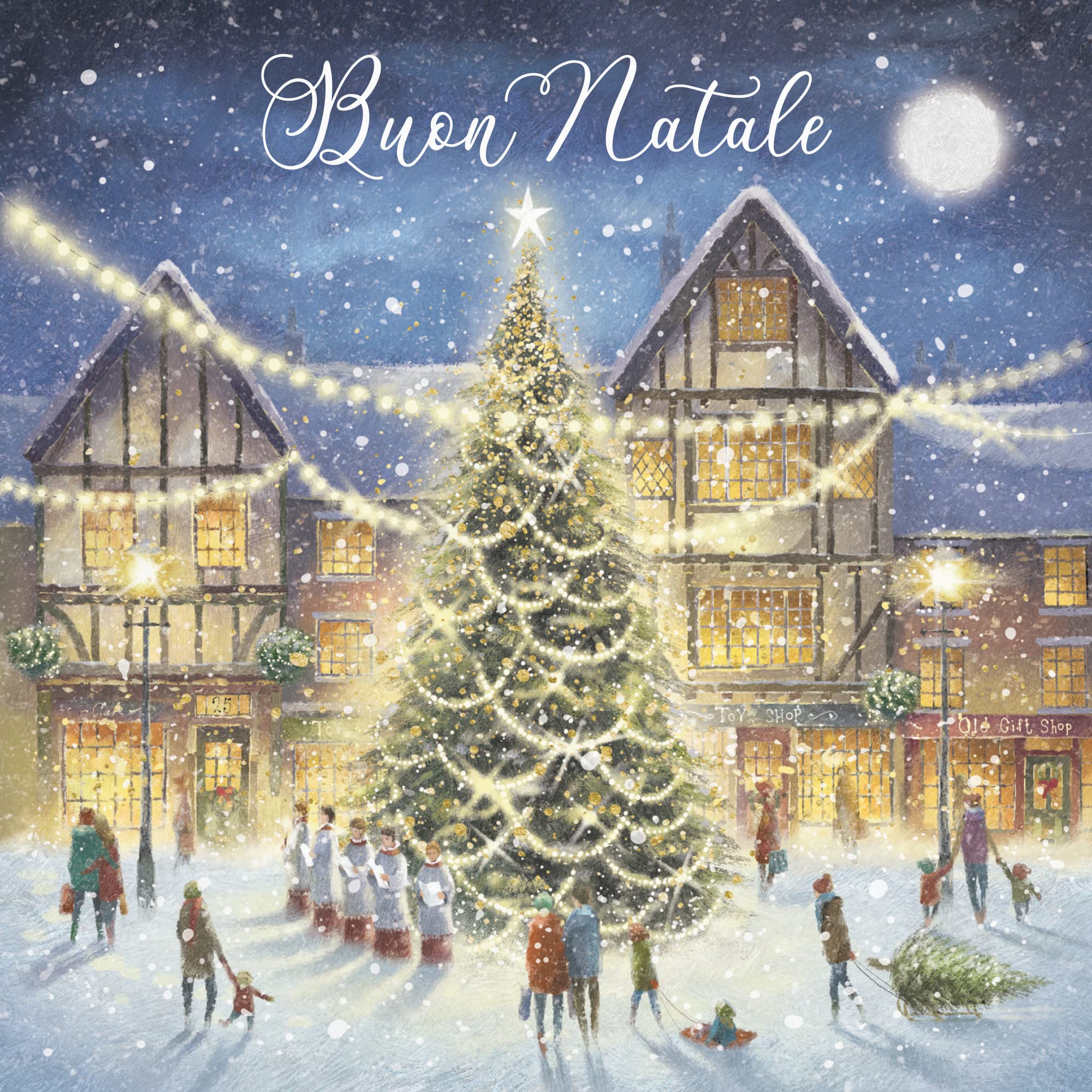 Hunts England, Individual Italian Christmas Card For Men Or Women, Buon Natale, 'Christmas Eve', Milo's Gallery Collection - Image 2