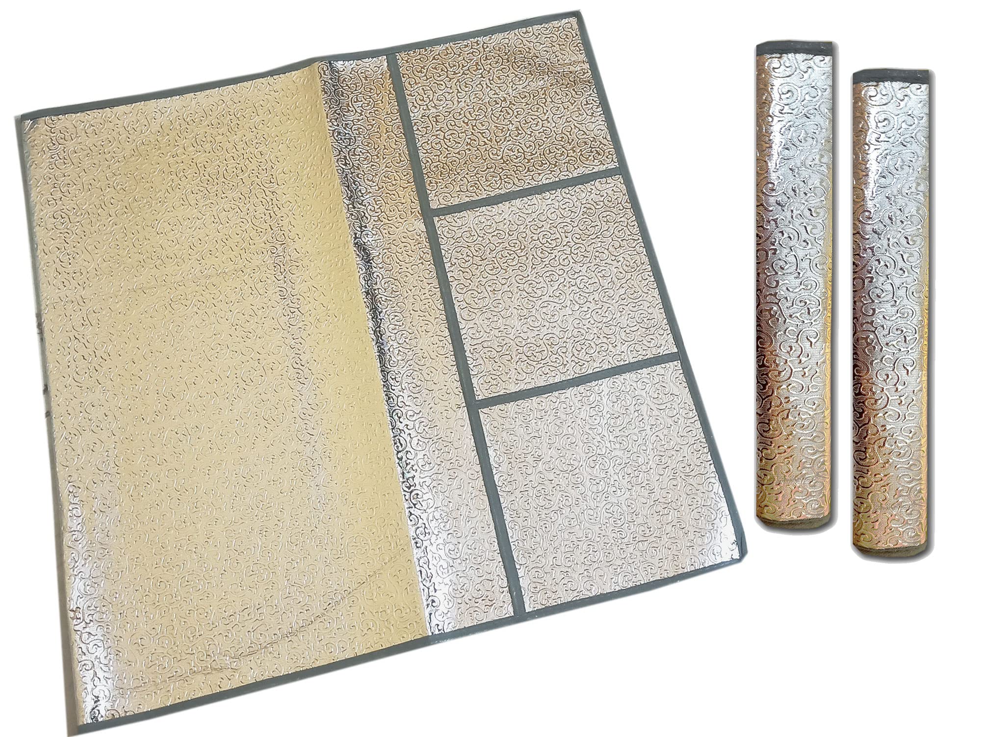 Aj Creations standard size Silver Decorative Fridge Top Cover And 2 Fridge Handle Covers, Washable Refrigerator Fridge Handle For All Brands Single Door Double Door Safe and Shock Proof With Dirt Free