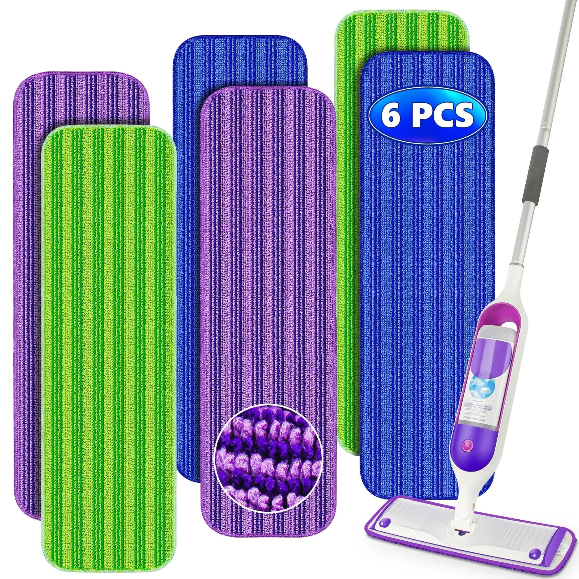 recambios para fregonas Almohadillas de fregona Reutilizables, recambios Suelo Lavables compatibles(6 Pcs)