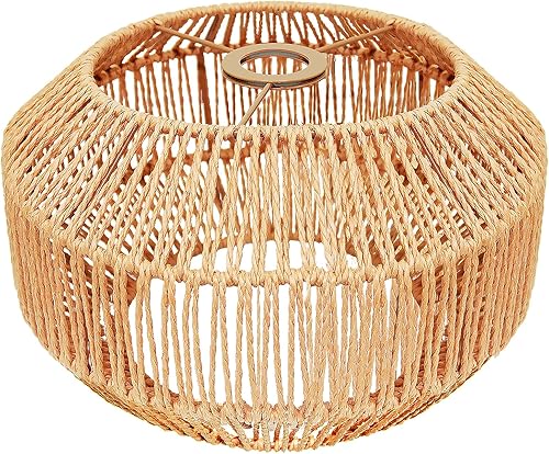 Miniatura 11 de Sombras de lámpara colgante de ratán bohemio, pantallas de lámpara tejidas para lámparas de pie, luces colgantes de ratán, lámpara bohemia, lámpara