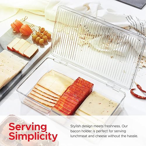 Miniatura 4 de Tafura Recipiente de tocino para refrigerador (paquete de 2) contenedor de almacenamiento de tocino  Contenedor de almacenamiento de queso y