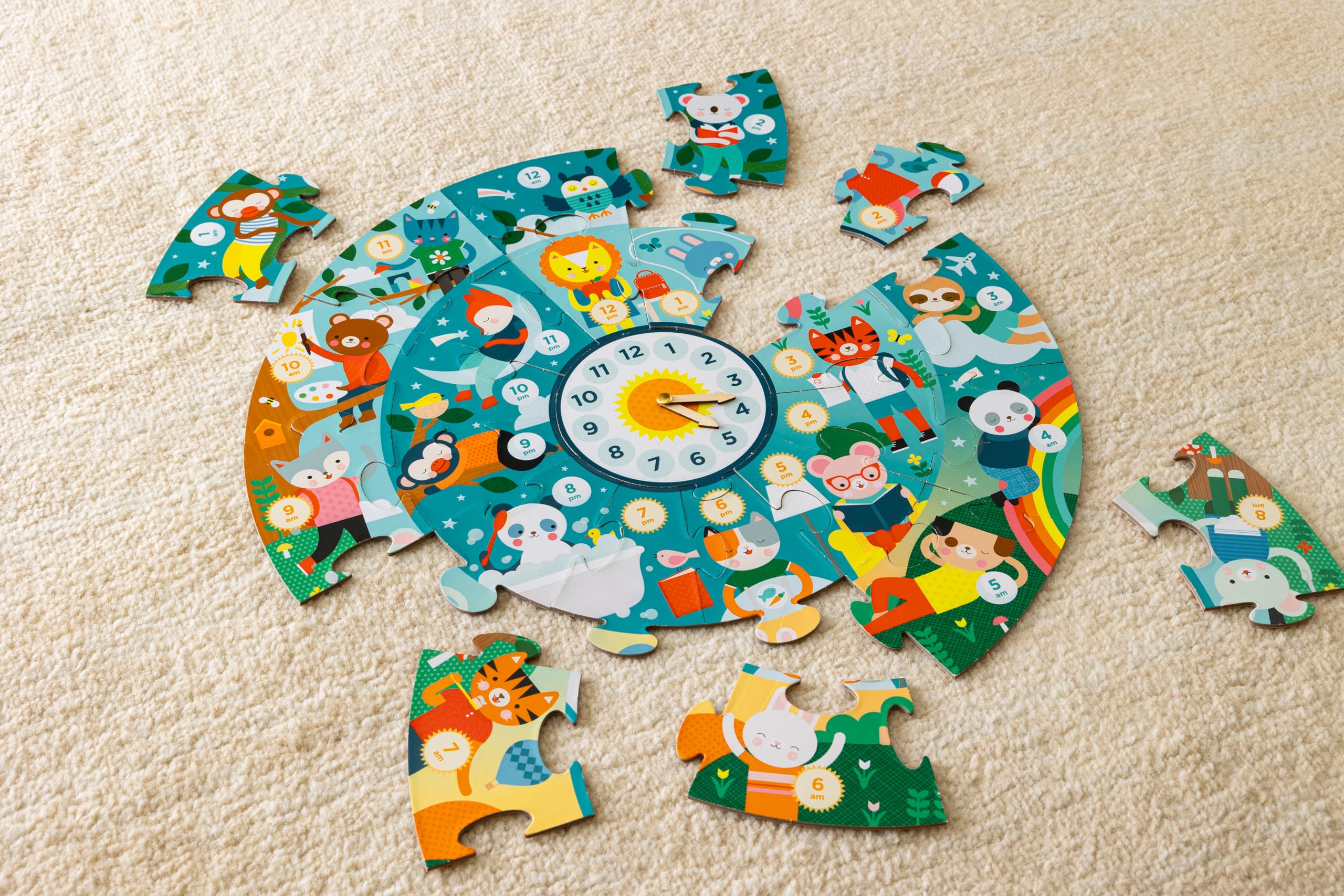 Petit Collage Floor Puzzle, Telling The Time, 24-Pieces - Image 4