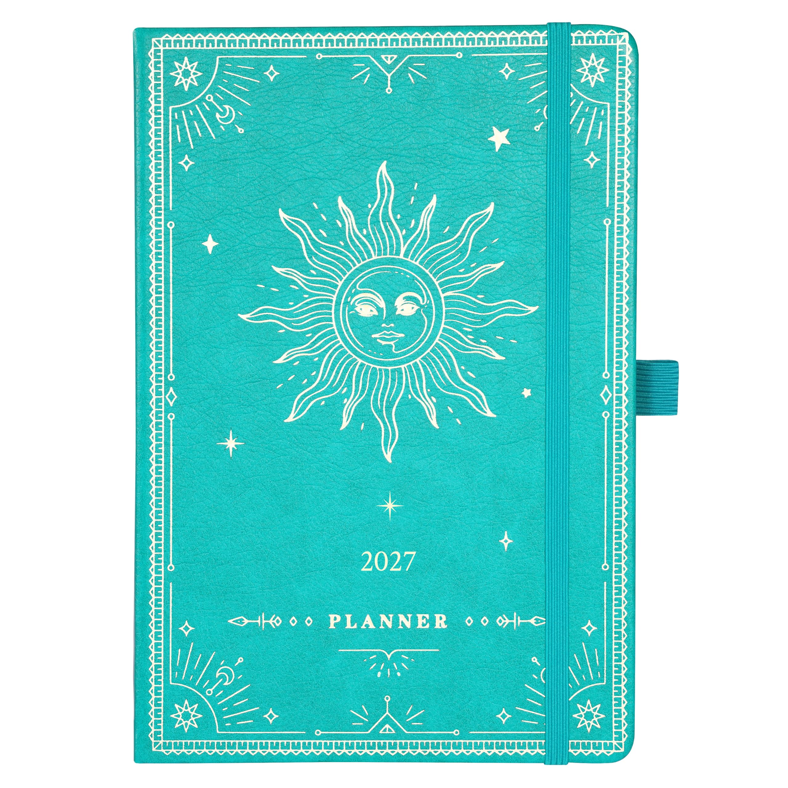Artfan 2025 Weekly Monthly Planner, January 2025 - December 2025, 5.75" x 8.25", Faux Leather, 40 Notes Pages - Turquoise Gold Foil โ image 1