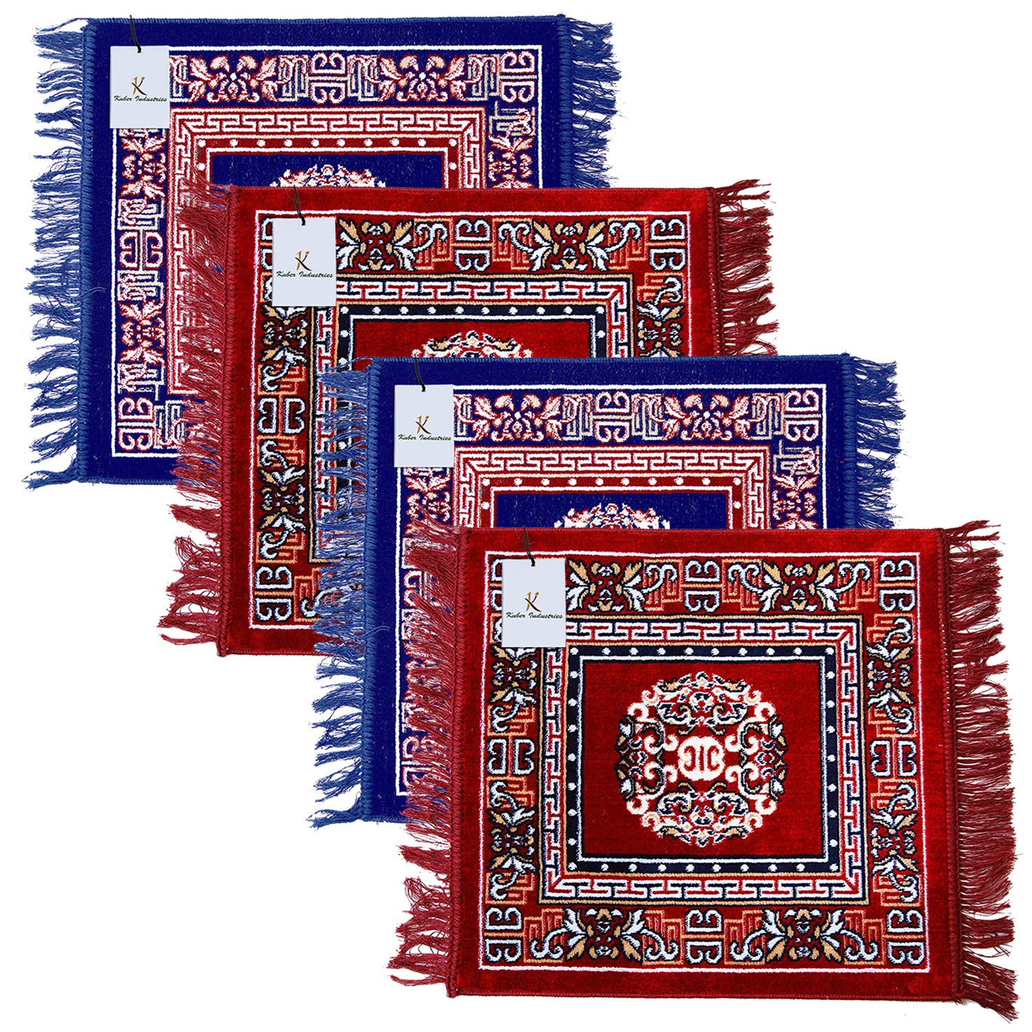 Gold & Maroon Velvet Prayer Mat - Kuber Industries -12