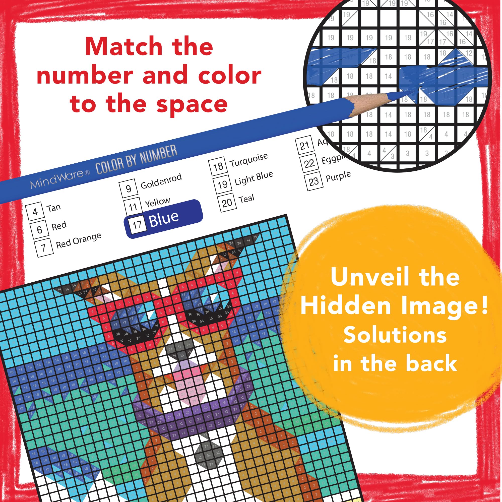 Amazon.com: MindWare Color by Number Mystery Mosaics: (Book 14
