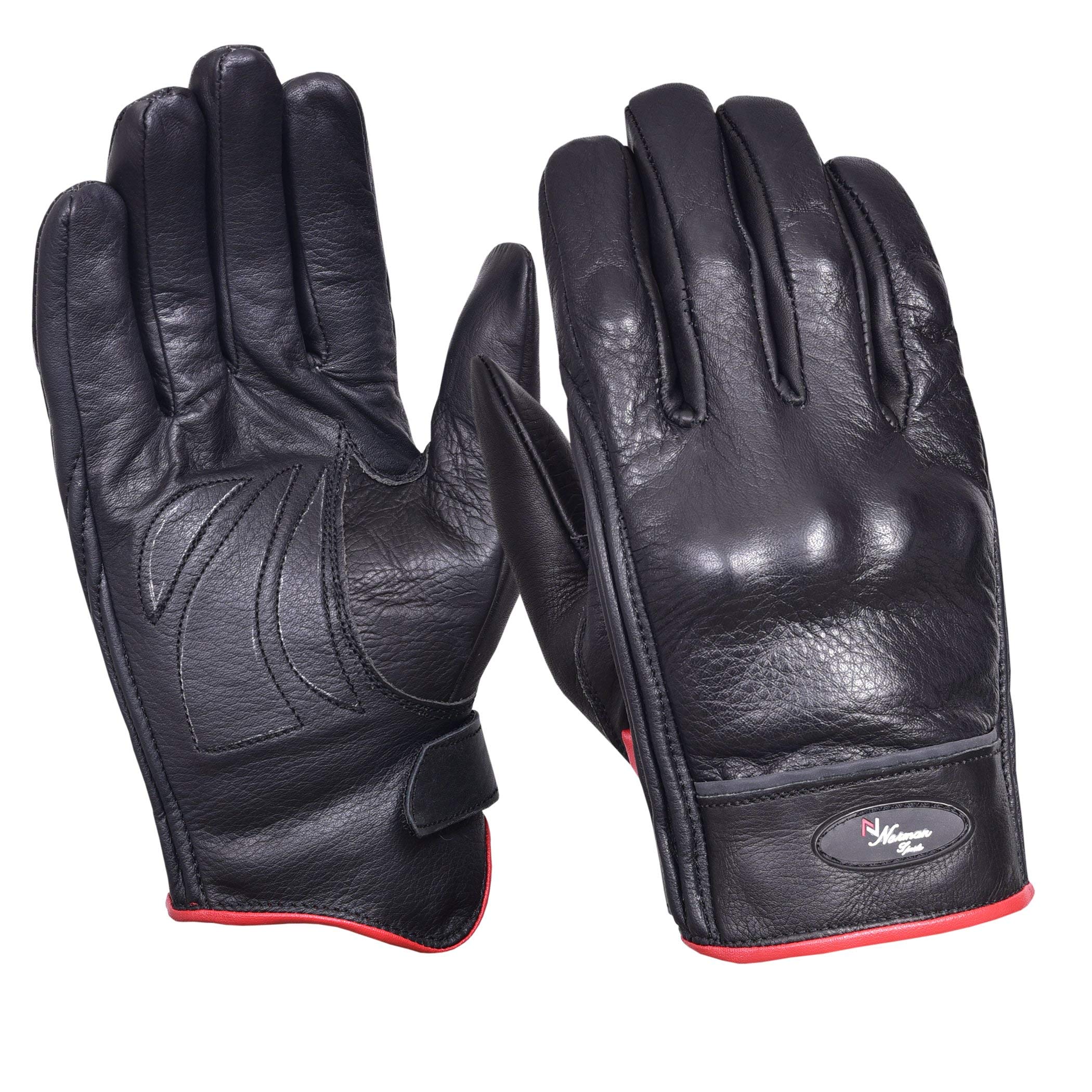 NORMAN Vented Leather Motorbike Motorcycle Gloves Knuckle Shell Protection Summer (XL)