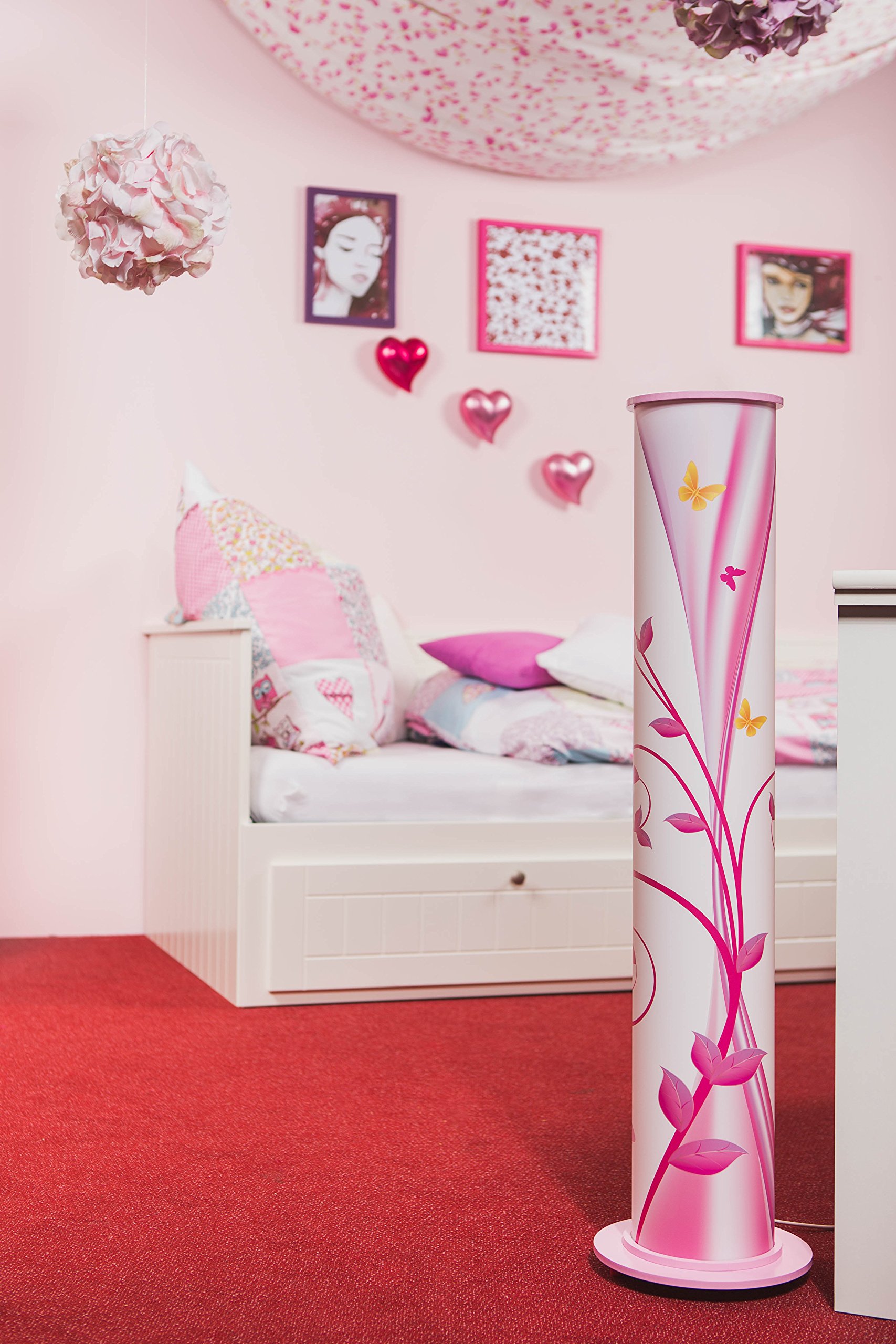 Elobra Stehlampe Phantasie Kinderzimmer Holzlampe Schmetterling Rosa Mädchen