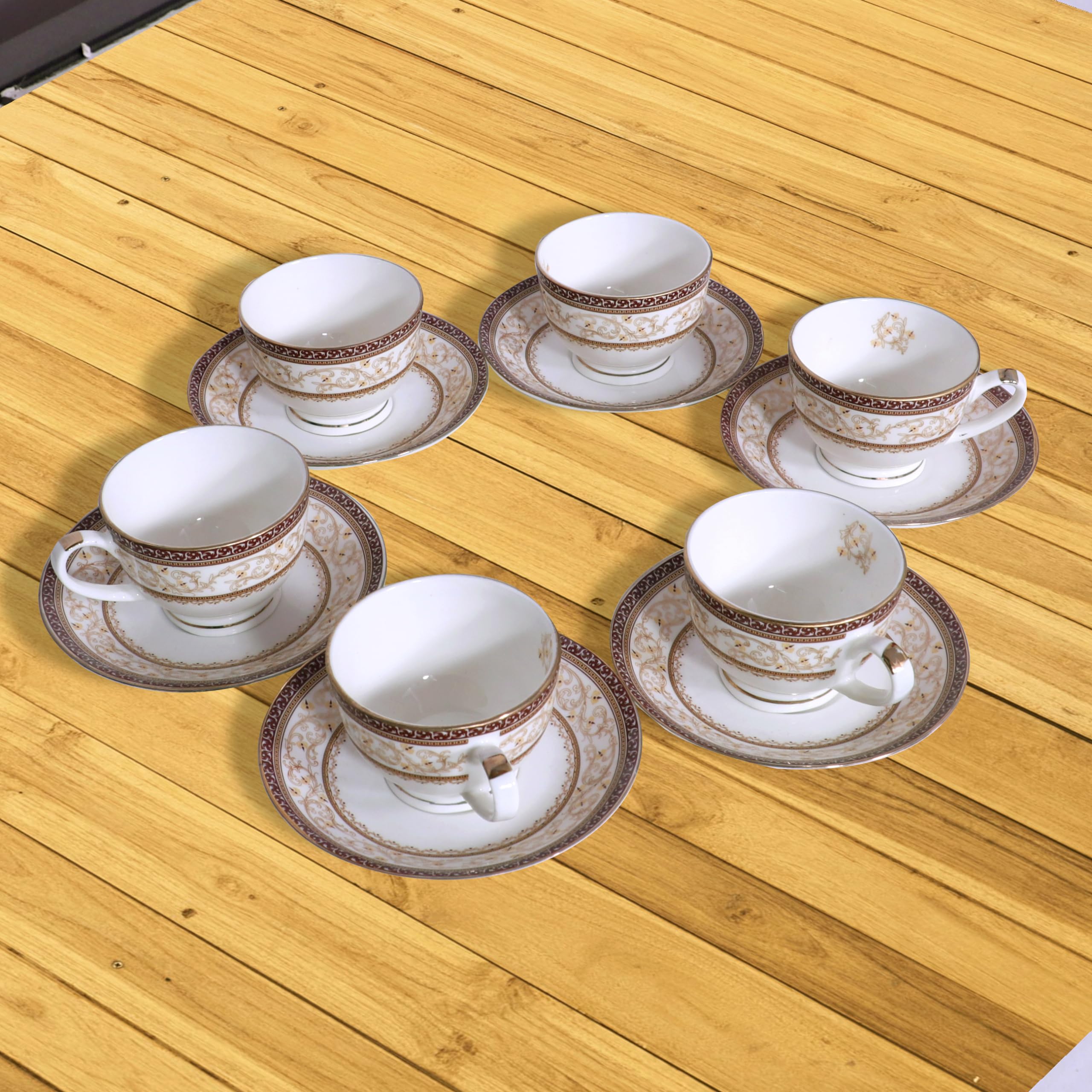 Oasis Fine Bone China Cup & Saucer Set of 12 : Amazon.in: Home