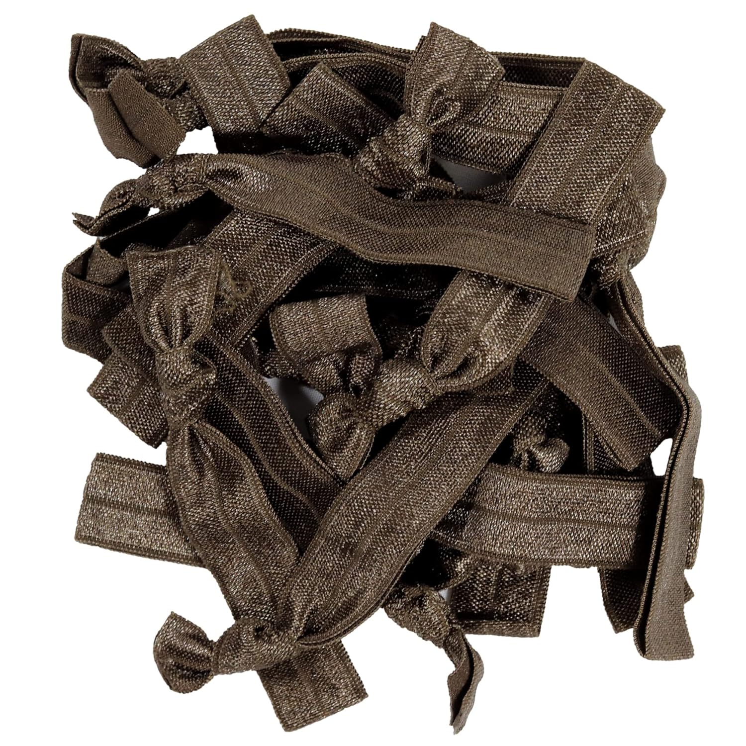 Hair Ties - No Crease Ponytail Holders BROWN (Available in Lots of Pack Quantities) Ouchless Elastic Styling Accessories Pony Tail Holder Ribbon Bands - By Kenz Laurenz (50 Pack)