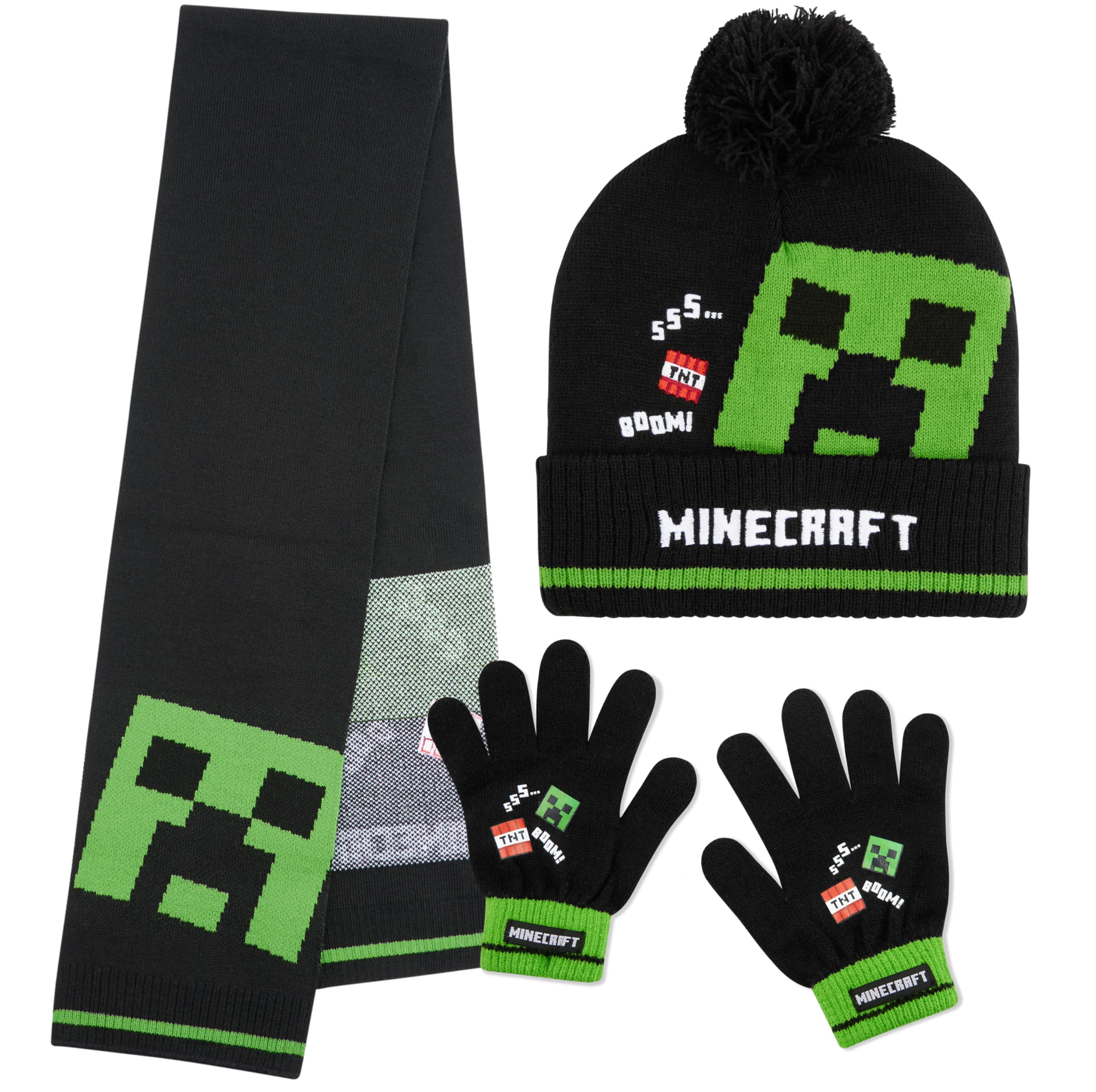 MINECRAFT Set Invernale Bambino, Creeper Accessori Invernali - Regalo Ragazzo
