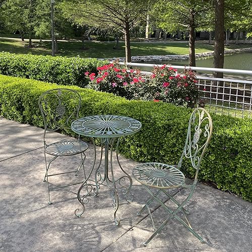 Miniatura 2 de Westcharm Mesa de metal para exteriores para patio exterior con patas curvadas con diseño de corazón y cola de pavo real
