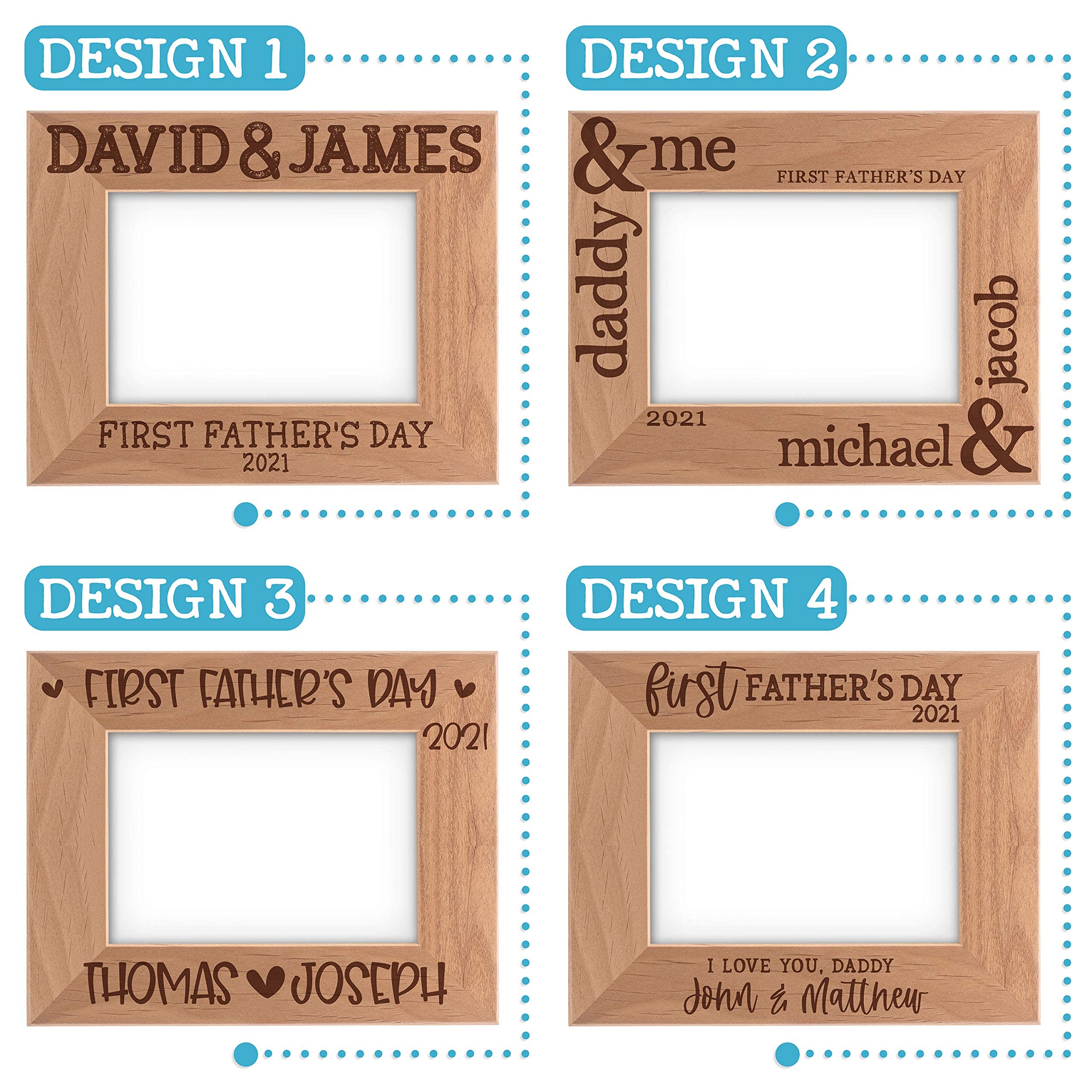 Lily's Atelier First Fathers Day, Personalized 1st Fathers Day Picture Frame with Names, Date | 4