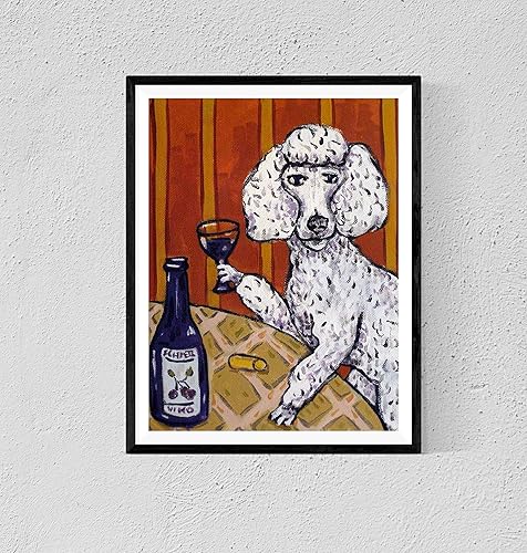 Miniatura 2 de Poodle canvas print - wine wall art - ready to hang animal decor from schmetzpetz