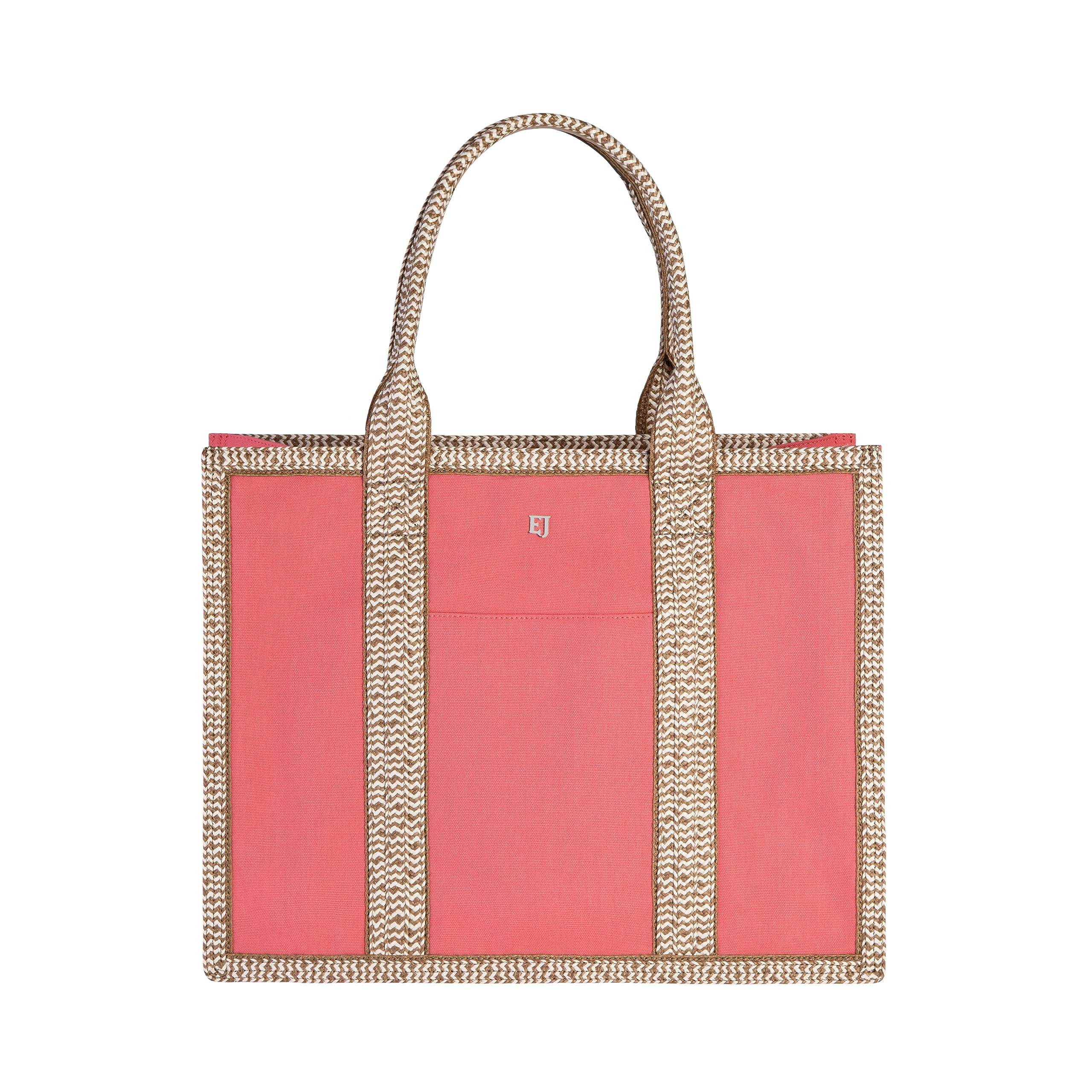 Eric JavitsCote D'Azur Tote Bag - Canvas & Squishee Straw Beach Bags for Women with Zip Pouch & 3 Outer Pockets
