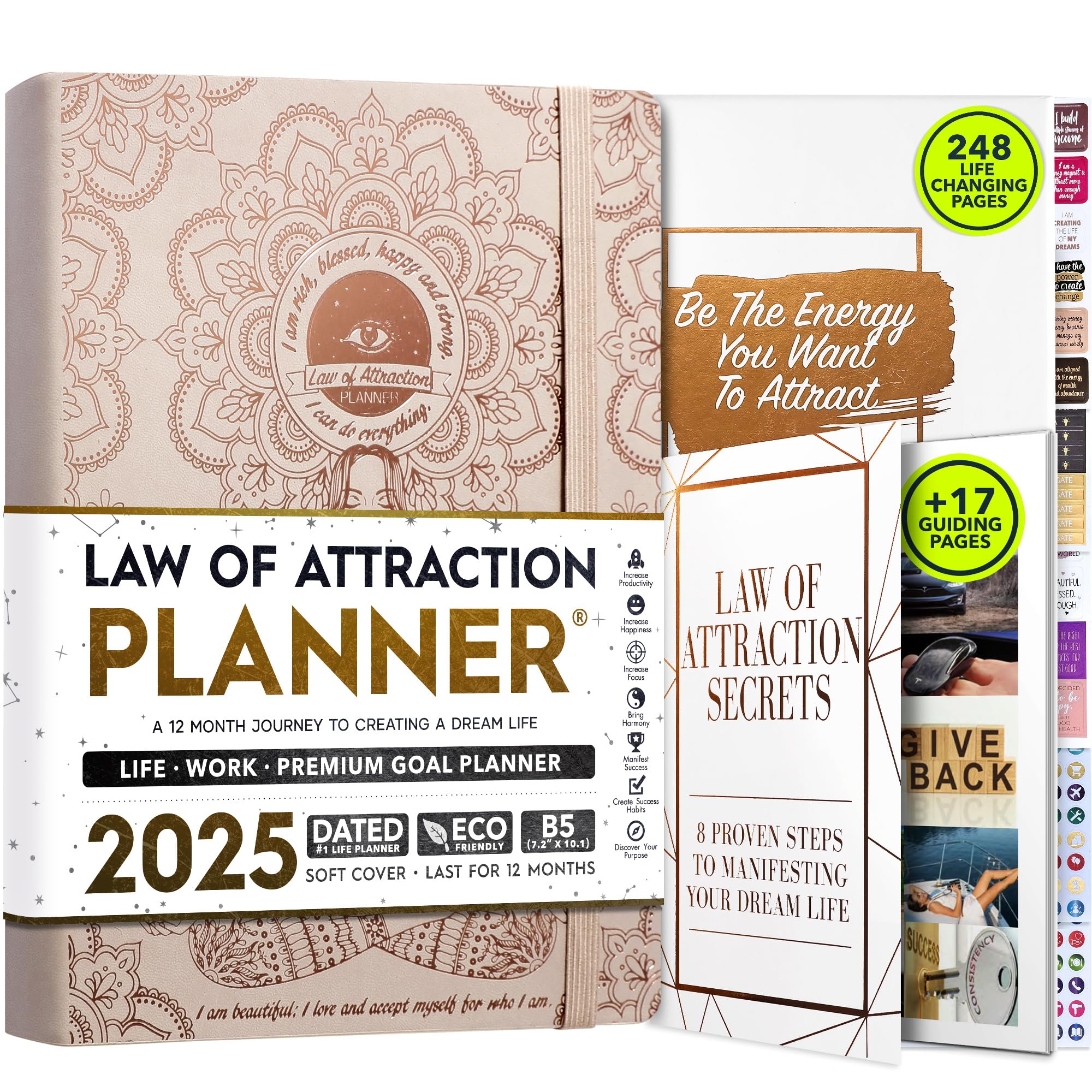 2026 Planner Weekly and Monthly | Law of Attraction Planner with Panduo App | A 12 Month Journey for Productivity, Gratitude & Goal Setting | Includes Foldable Vision Board, Gift Box & Stickers