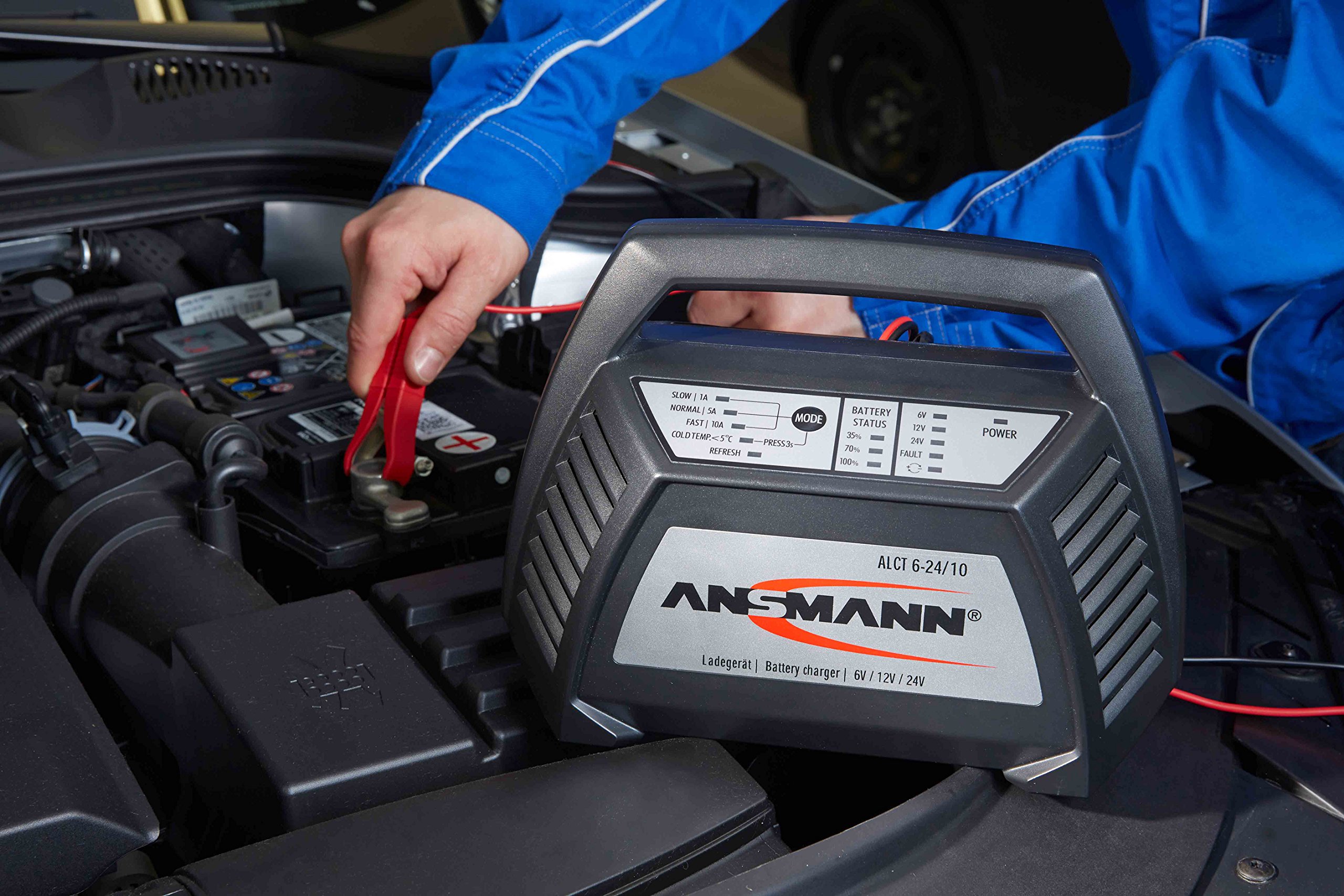 ANSMANN 1001-0014 Autobatterie ALCT Ladegerät ALCT 40353 - Vollautomatisches Batterieladegerät für Autobatterien & Bleiakkus mit 6V, 12V & 24V / 10A -