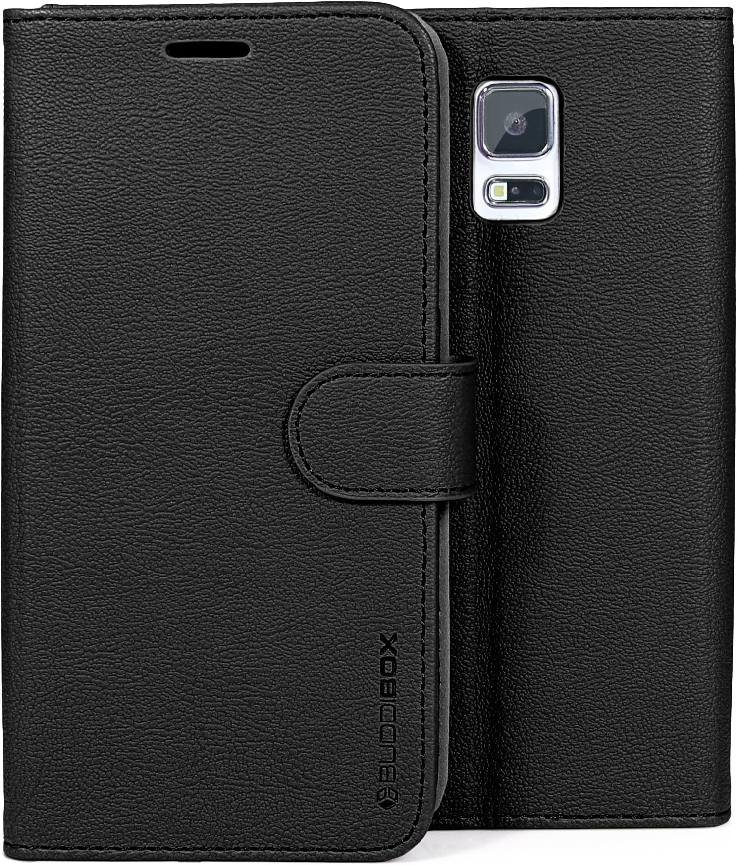 BUDDIBOX Galaxy S5 Case, [Wallet Case] Premium PU Leather Wallet Case with [Kickstand] Card Holder and ID Slot for Samsung Galaxy S5, (Black)