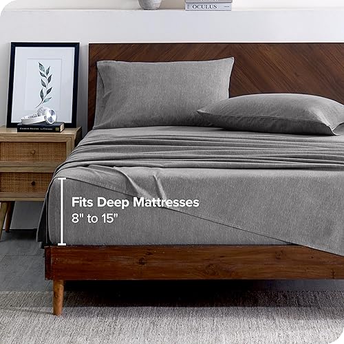 Miniatura 5 de Bare Home Juego de sábanas de franela 100% algodón, terciopelo suave y pesado, franela de doble cepillado, bolsillo profundo (California King, gris)