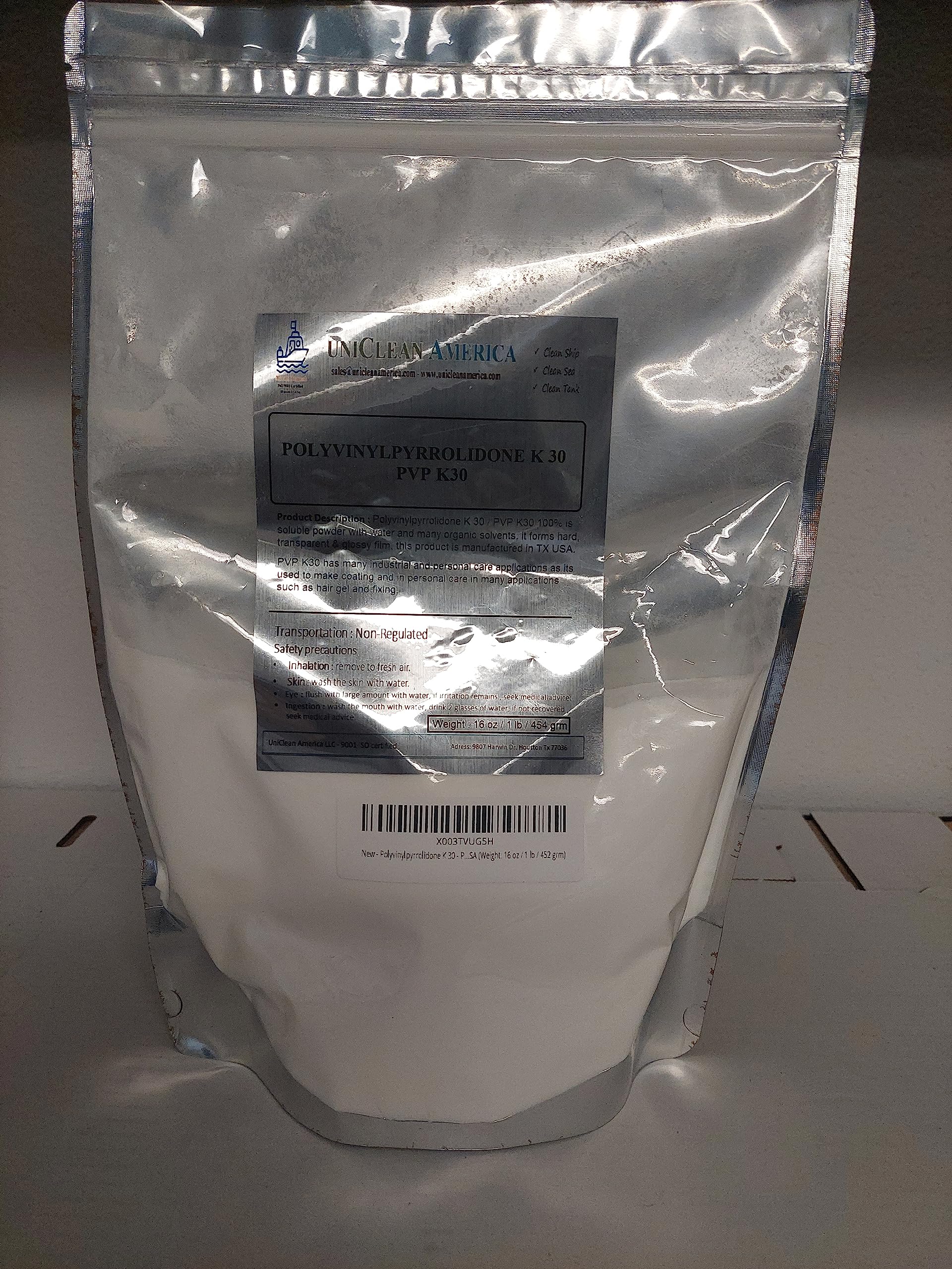 Polyvinylpyrrolidone K 30 - PVP k30 - High Purity - for Industrial & Beauty Use – Made in USA – Weight 1lb