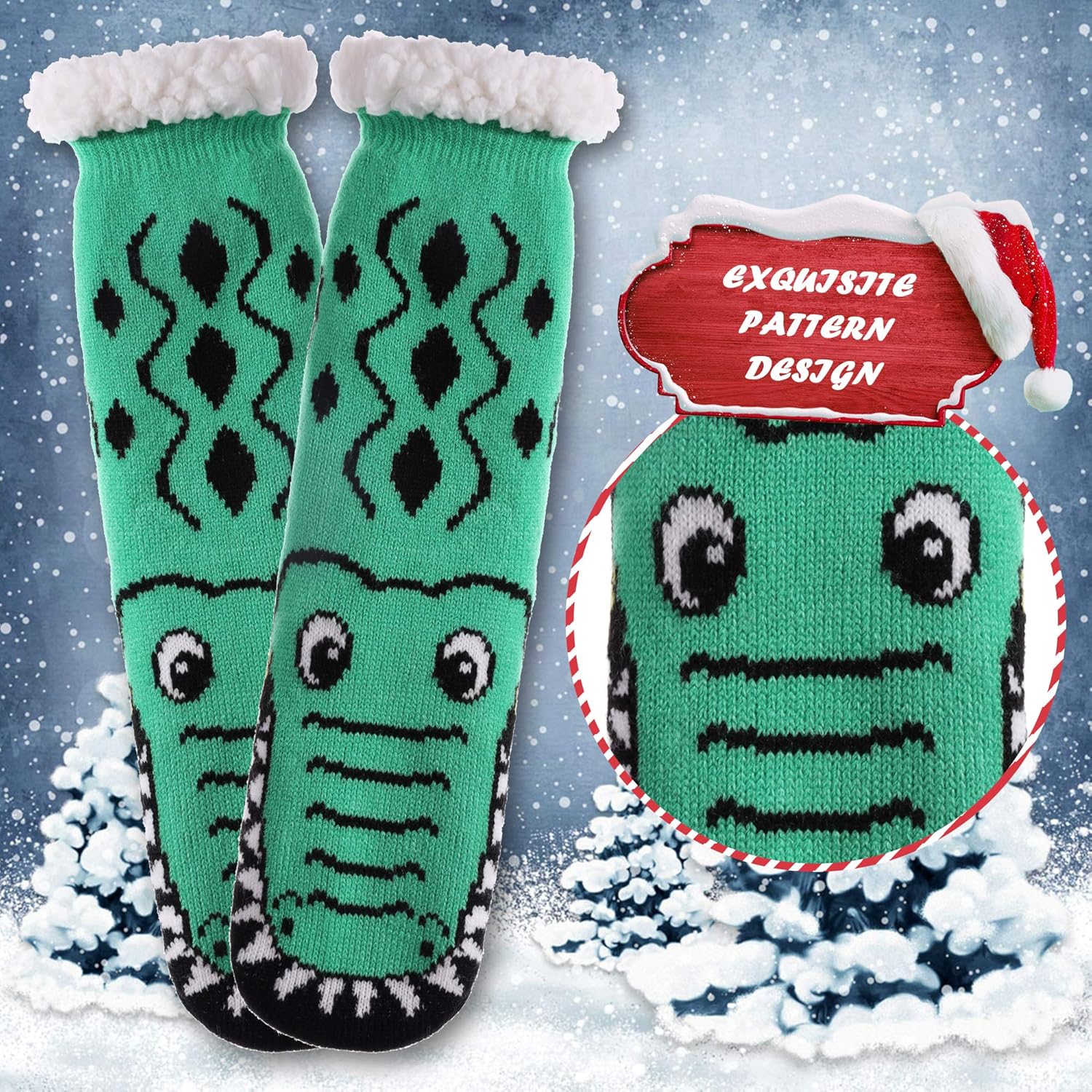 DYW Mens Slipper Socks Animal Fuzzy Non Slip Fluffy Winter Warm Soft Thick Fleece lined Thermal Home Socks - Image 5