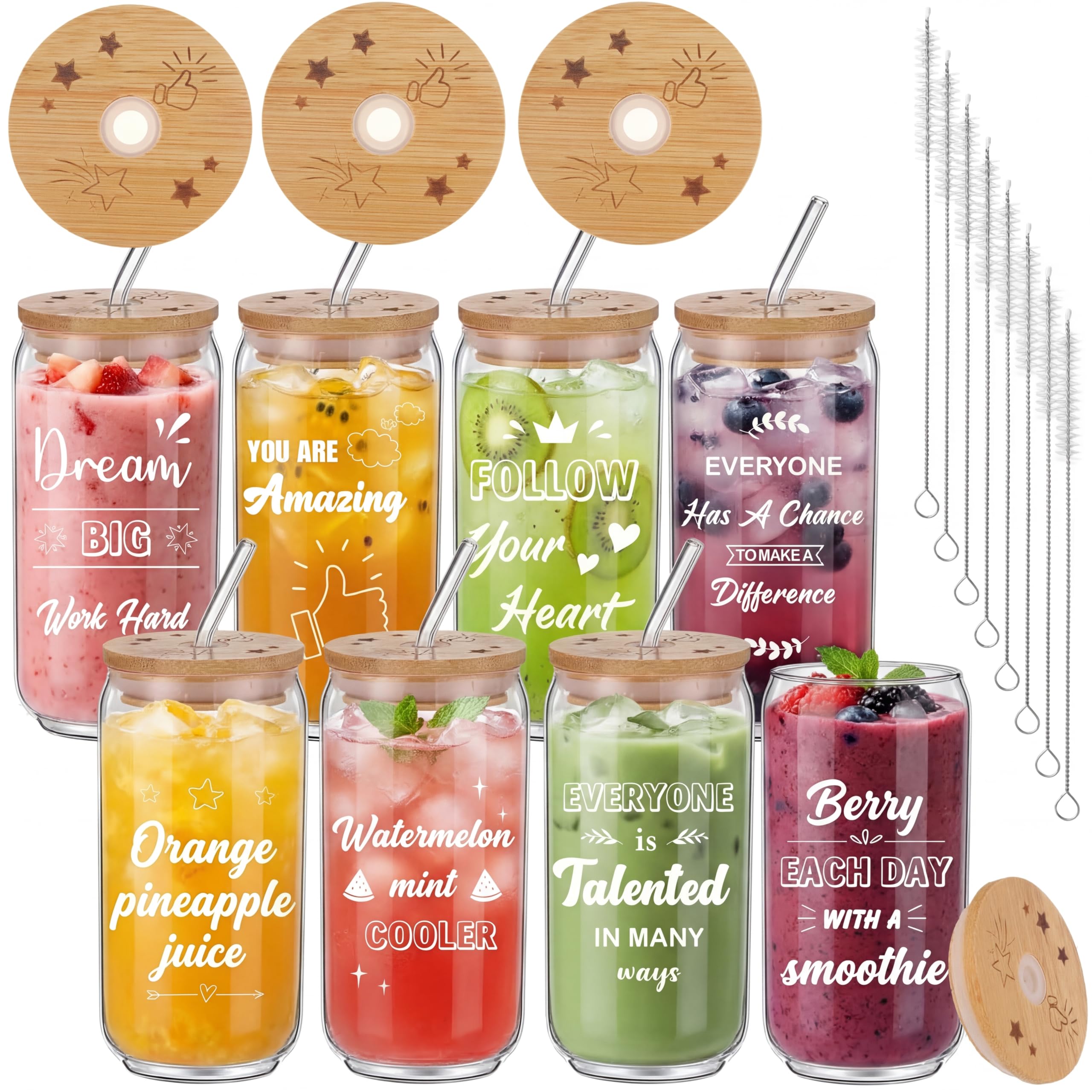 Vasos de cerveza en forma de lata Tioncy de 16 oz con tapas de bambú y pajitas para regalo de empleados