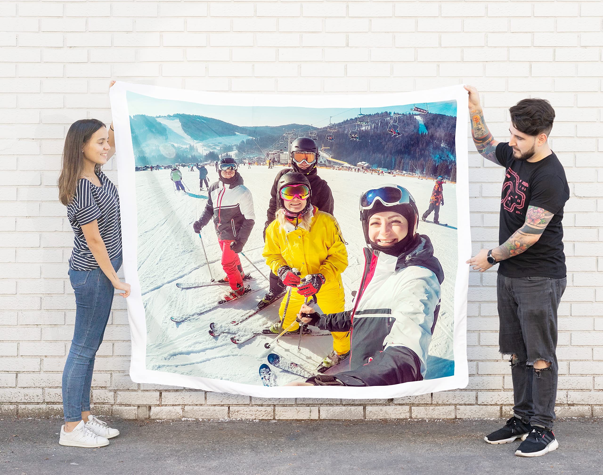 Regalo Original Manta Personalizada con Foto y Texto 170 x 130 cm en Tela de Material Coralina para Sofá o Cama de Abrigo en Invierno