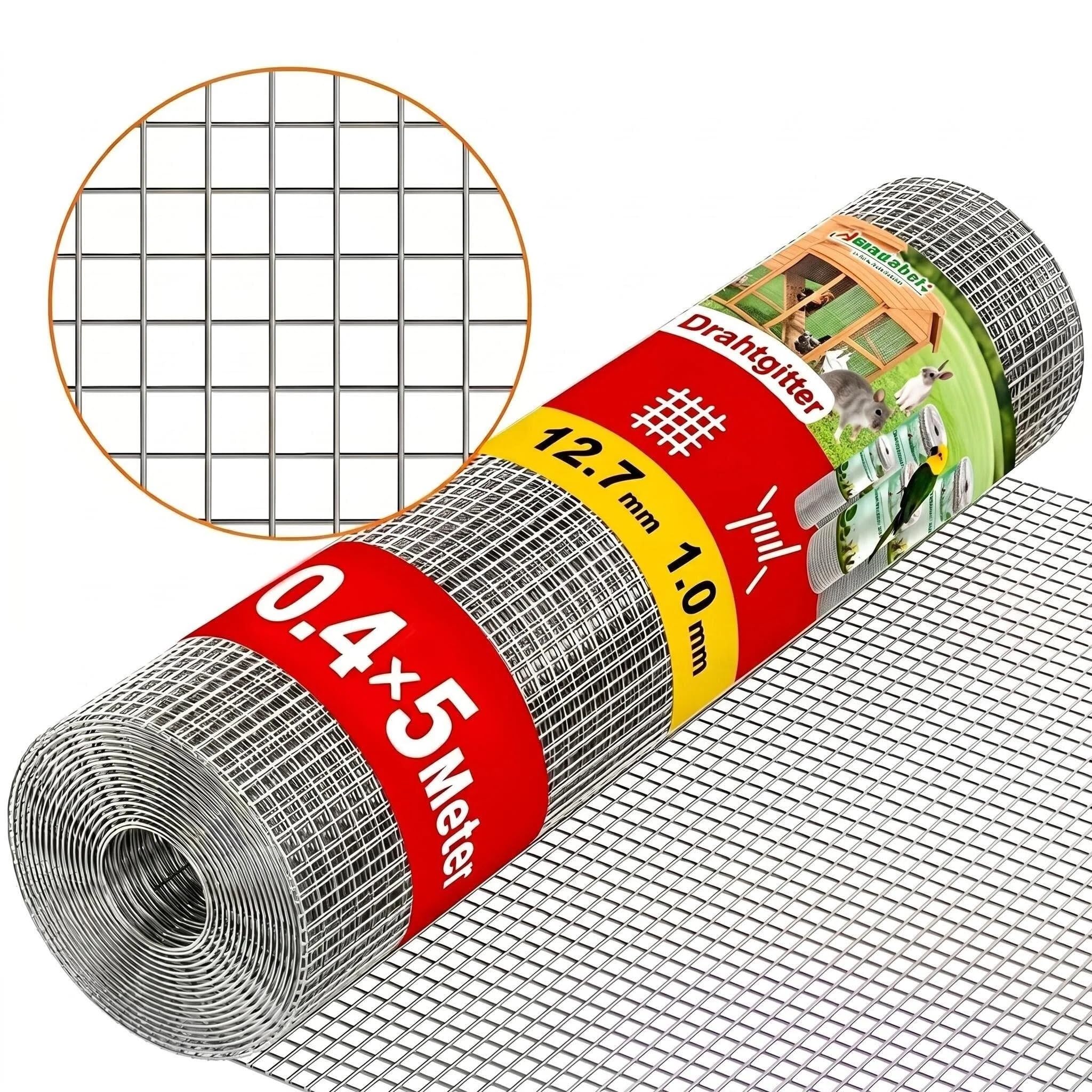 Amagabeli 0.4Mx5M,12.7mm Holes 1.0mm Galvanized Welded Chicken Wire Mesh Roll Aviary Fence Wire Hot-Dipped Mesh Fencing Hardware Cloth Coop Rabbit Snake Animal Enclosure