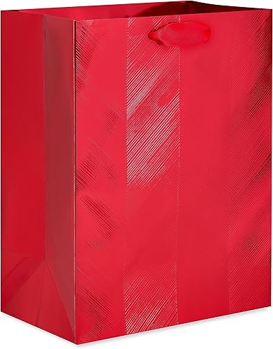 Papyrus Bolsa de regalo grande de 10 pulgadas, cheurón rojo metálico (1 bolsa)