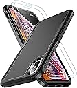 SPIDERCASE for iPhone Xs Max Case, [10 FT Military Grade Drop Protection] [Non-Slip] [2 pcs Tempered Glass Screen Protector] Shockproof Airbag Cushion Protective Case for iPhone Xs Max 6.5” (Black)