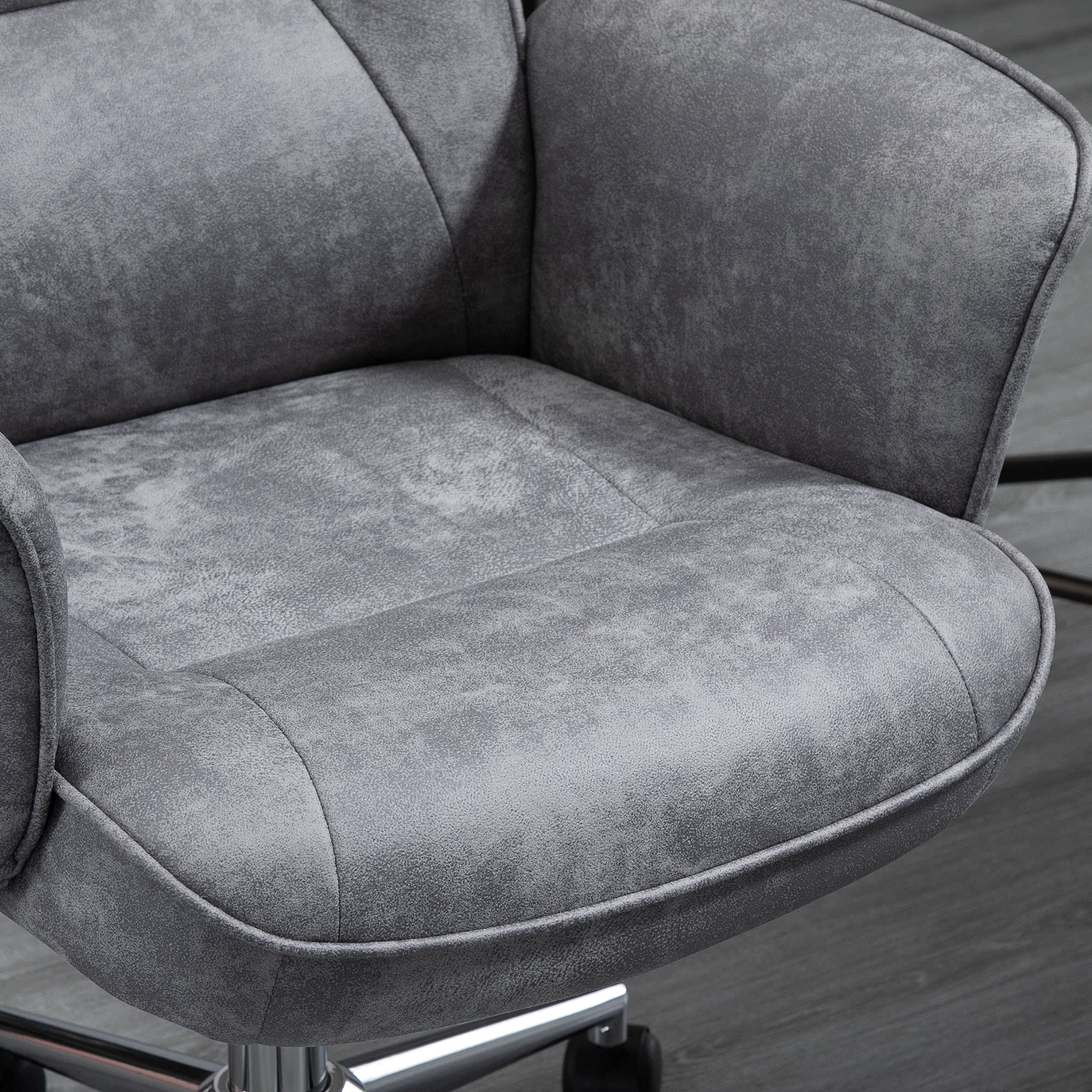 Vinsetto Silla de Escritorio Basculante Giratoria 67x69x92-102 cm Gris | Silla de Oficina, Tapizado en Microfibra, Altura Ajustable, con Reposabrazos, Respaldo Asiento Acolchado