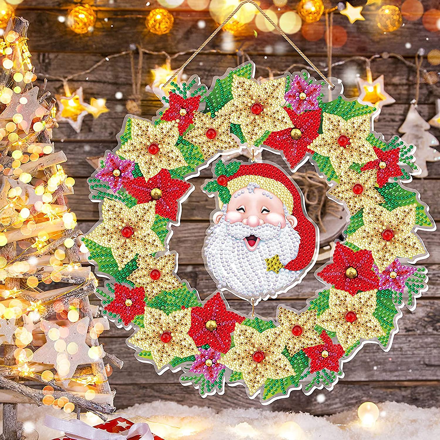 Kit de Peinture Diamant 5D Pour Adulte Cerf de Noël Peinture avec Chiffres Mosaïque de Strass