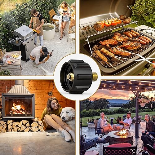 Miniatura 7 de onlyfire 5040 QCC1 Acme Nut Adaptador de montaje de gas propano con rosca macho de 14 pulgadas, latón