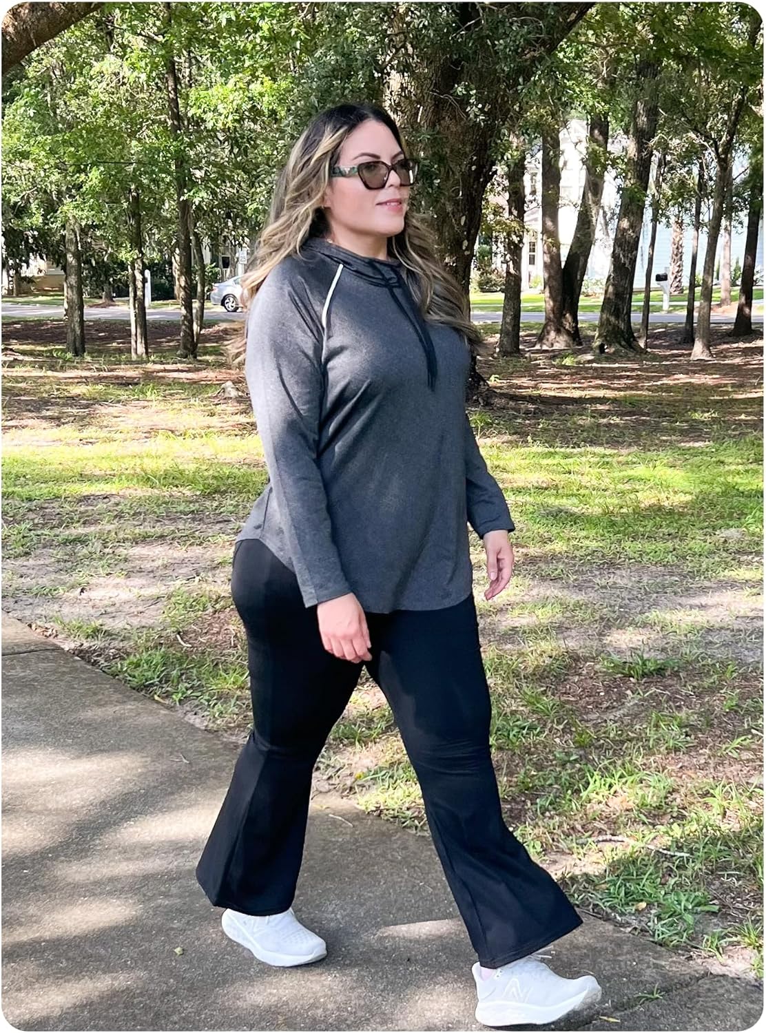 FOREYOND Womens Plus Size Yoga Pants High Waisted Casual Pants Bootcut Flared with Pockets - Image 5