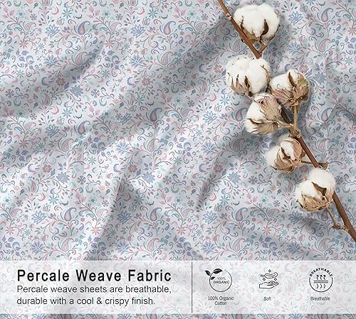 Miniatura 4 de RUVANTI - Juego de sábanas King, 100% algodón orgánico, percal, certificado GOTS, 4 piezas, bolsillo profundo de 15 pulgadas, frescas,