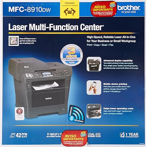 Miniatura 2 de Brother Printer MFC8910DW - Impresora monocromática inalámbrica con escáner fotocopiadora y fax reposición de Tienda Dash habilitada