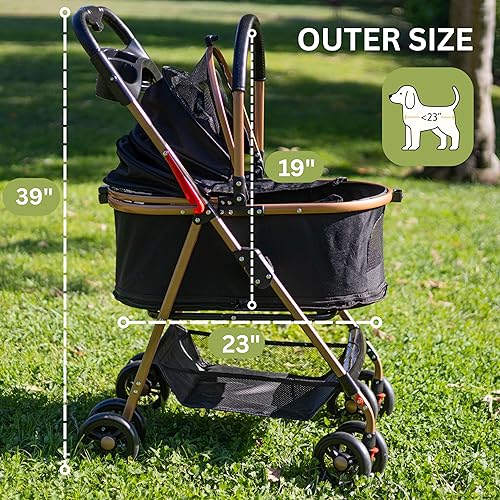 Miniatura 3 de Cochecito para mascotas con 4 ruedas, plegable para perros pequeñosmedianos y gatos de hasta 50 libras, transportador extraíble, cesta de