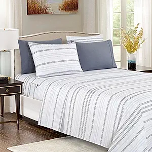 Elegant Comfort Softest and Coziest 6-Piece Sheet Set - 1500 Premium Hotel Quality Microfiber - Deep Pocket, Wrinkle Resistant 6-Piece Floral Bed Sheet Set, California King, Traci Gray