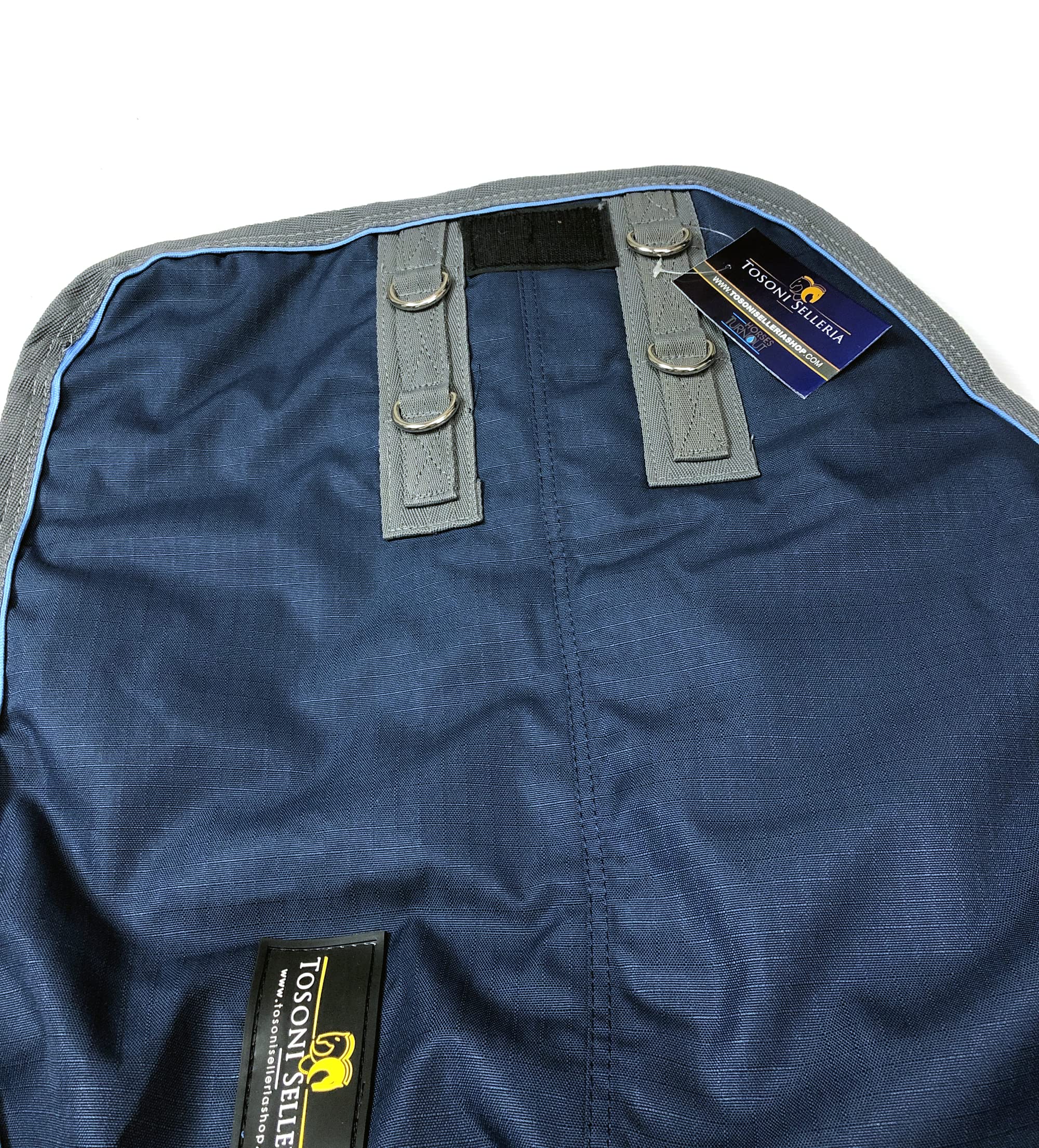 Horses, Coperta da Paddock per Cavallo Turnout 200 gr, Impermeabile, con il Copricollo Staccabile, Resistente, con Cinghie ad Incrocio, Blu 135 cm