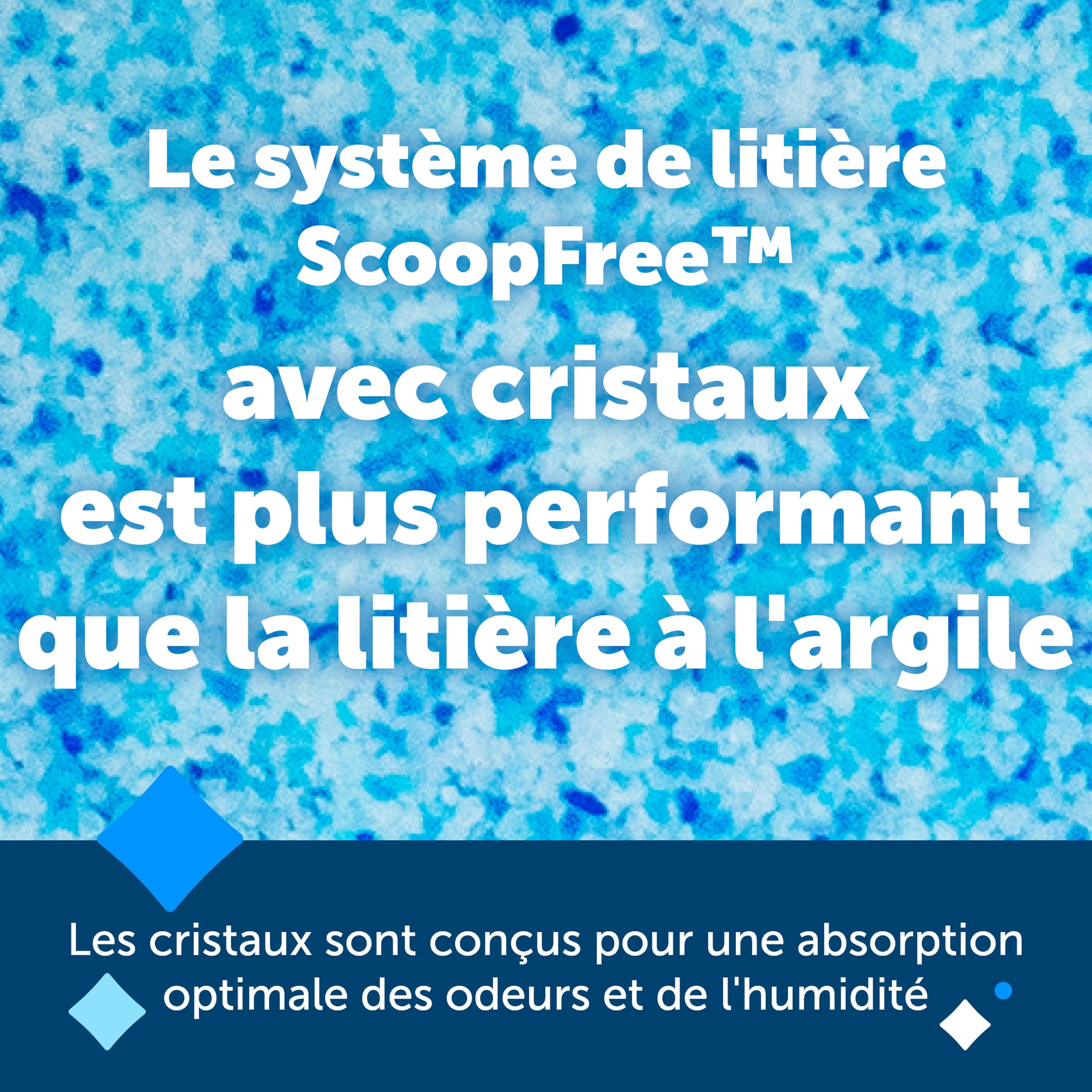 PetSafe ScoopFree Premium Litière pour Chat Non Agglomérante en Cristal - Contrôle des Odeurs, sans Poussière - Bleu Premium, Paquet De 2