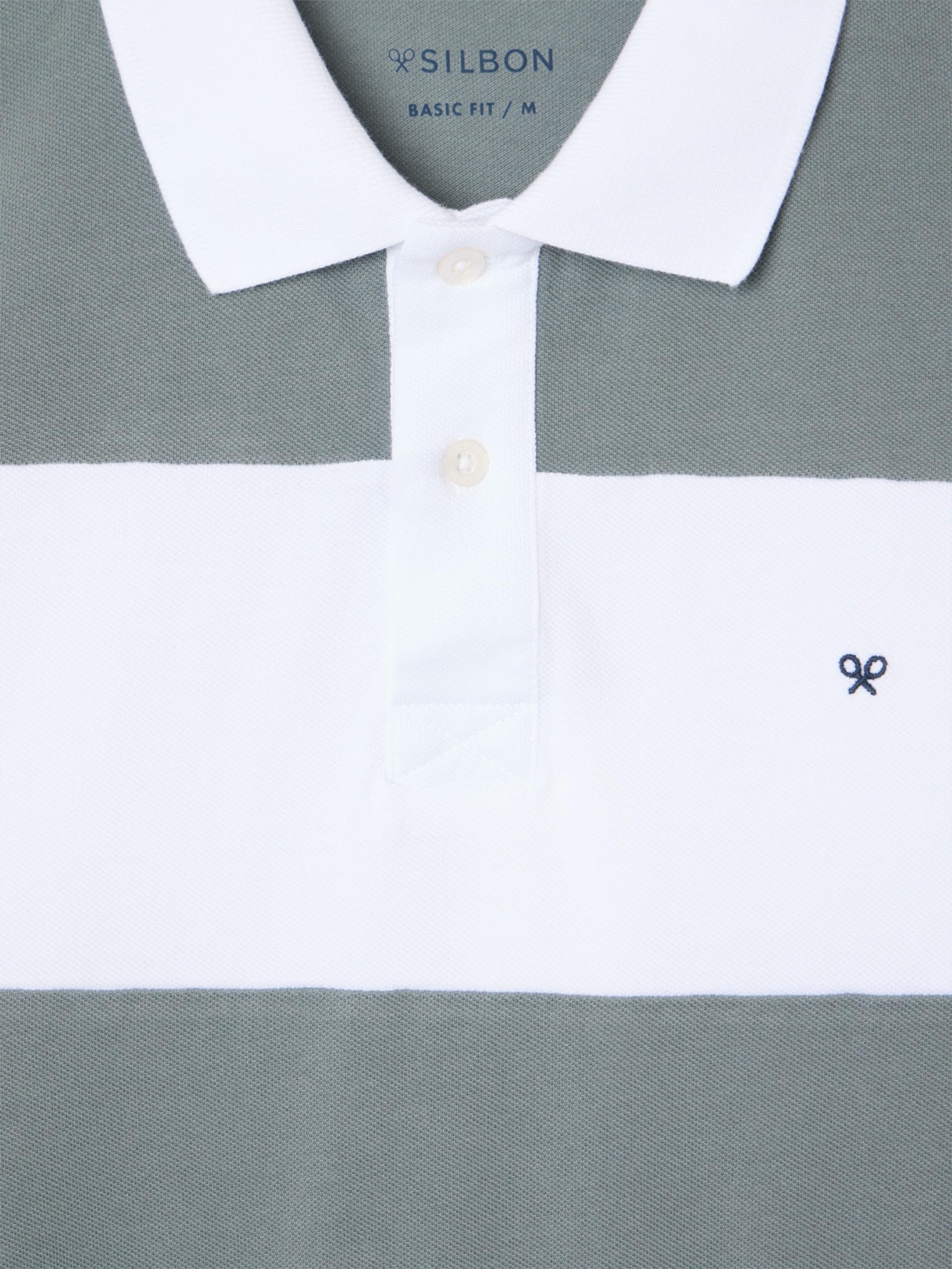SILBON Polo Manga Corta Rayas Anchas Manga Corta para Hombre