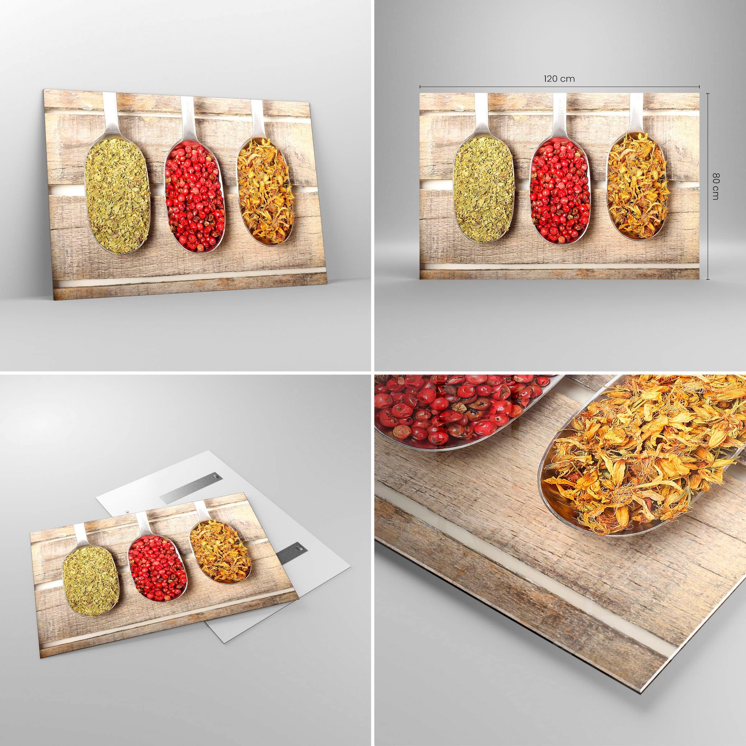 Moderne Impression Sur Toile Graines Herbes épices épices Image Tableau Decoration Murale 105x70cm Deco Décoration Salon Chambre Triptyque 3 Parties