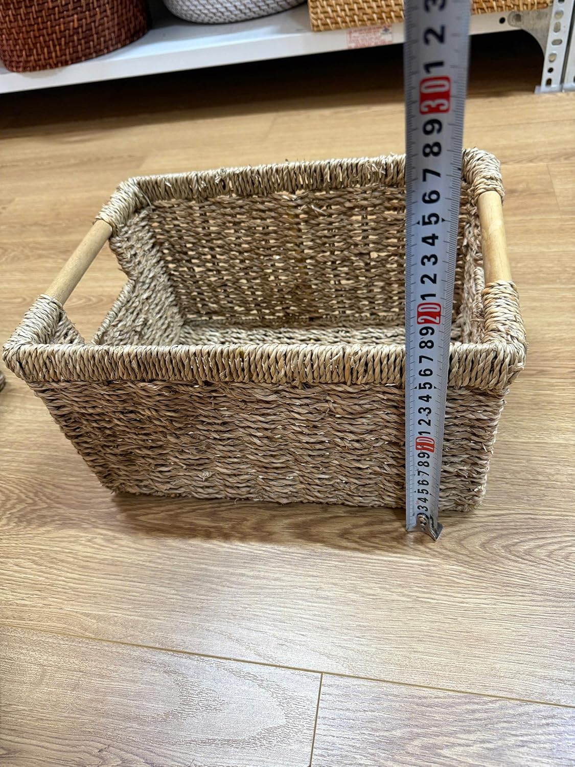 HomeRoots Seagrass Storage Baskets Set of 3, Woven Seagrass Baskets for Shelves, Closet, Nursery, Living Room, Natural Wicker Storage Baskets for Organization and Home Decor