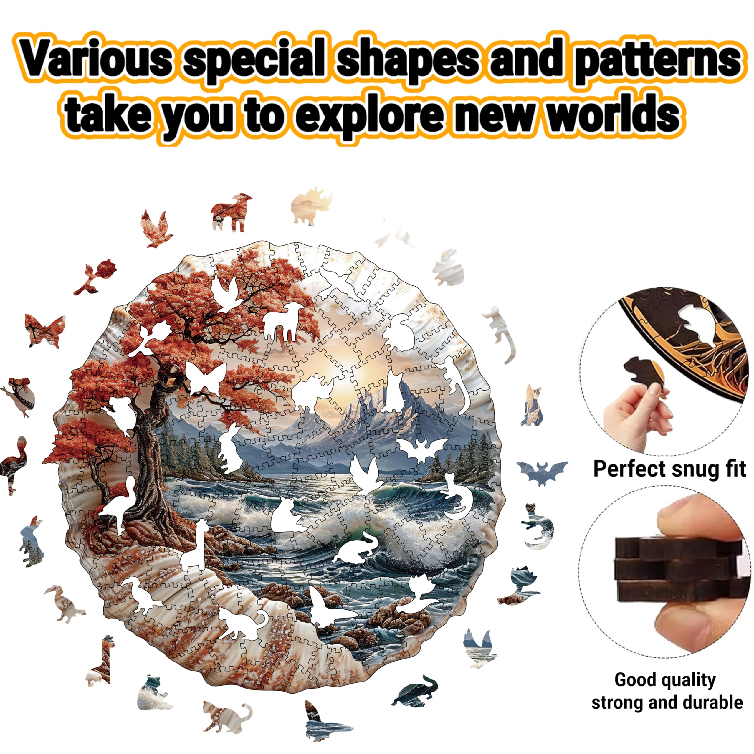 Wooden Puzzles for Adults 200 pcs Wooden Jigsaw Puzzles for Adults,Irregular shape animal puzzle, Christmas game gifts - Image 4